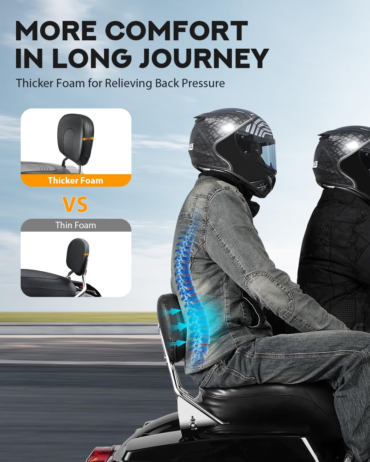 Pbymt Detachable Passenger Backrest, Quick Release 2-Up Sissy Bar Fit For Harley Davidson Touring Street Glide Road Glide Road King Electra Glide 2009-2024, Gloss Black