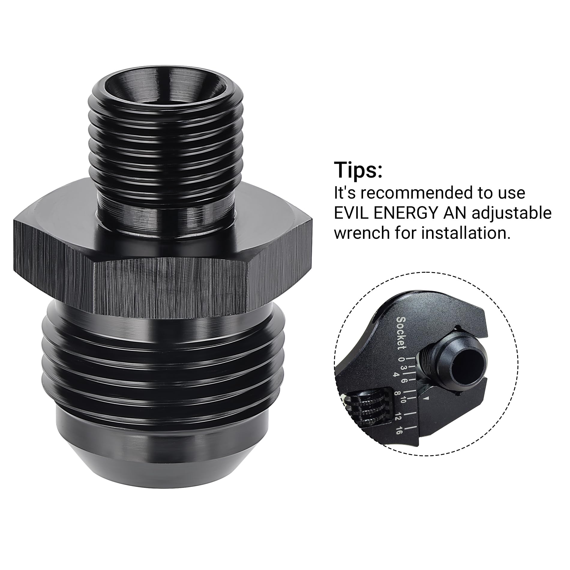 Evil Energy 12An Male Flare To M16 X 1.5Mm Male Metric Fitting Adapter Aluminium Alloy 2Pcs