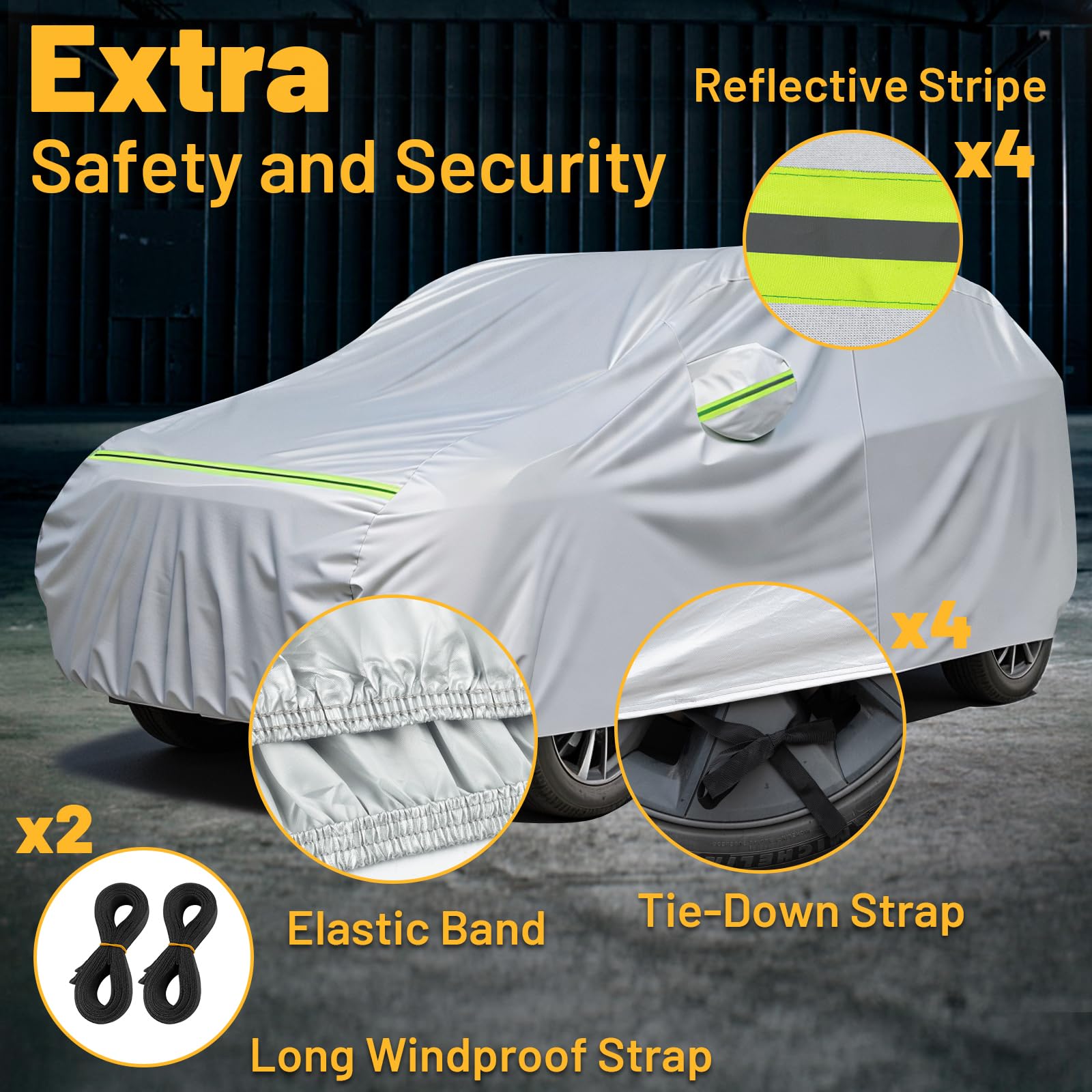 Favoto Suv Car Cover Waterproof - All Weather For Automobiles 6 Layers Heavy Duty Outdoor Full Car Cover Sun Protection With Sid