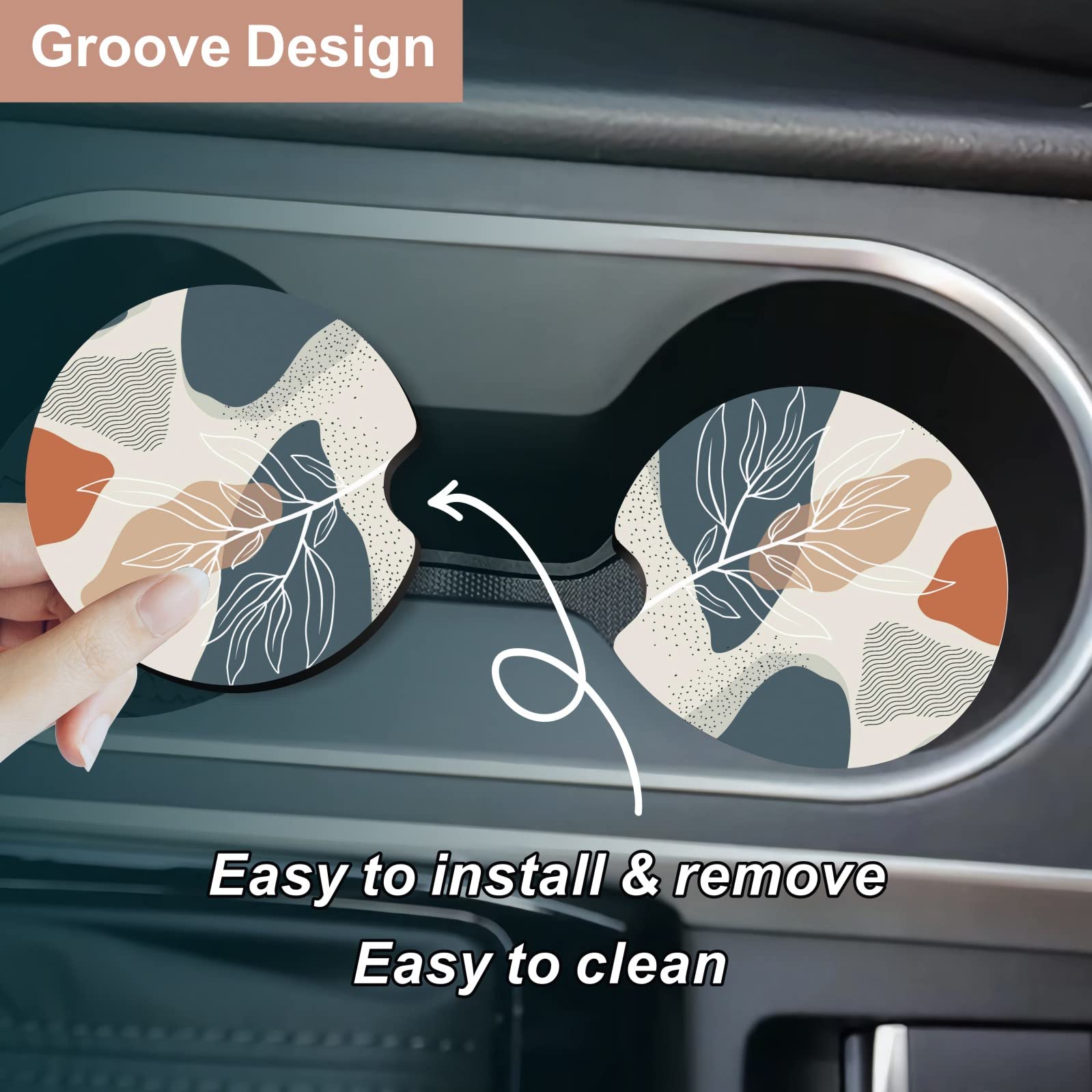 Oppsviust Car Cup Holder Coaster, Car Coasters for Cup Holders, 2PCS Universal Anti Slip Car Assecories, 2.75in Cute Car Coaster