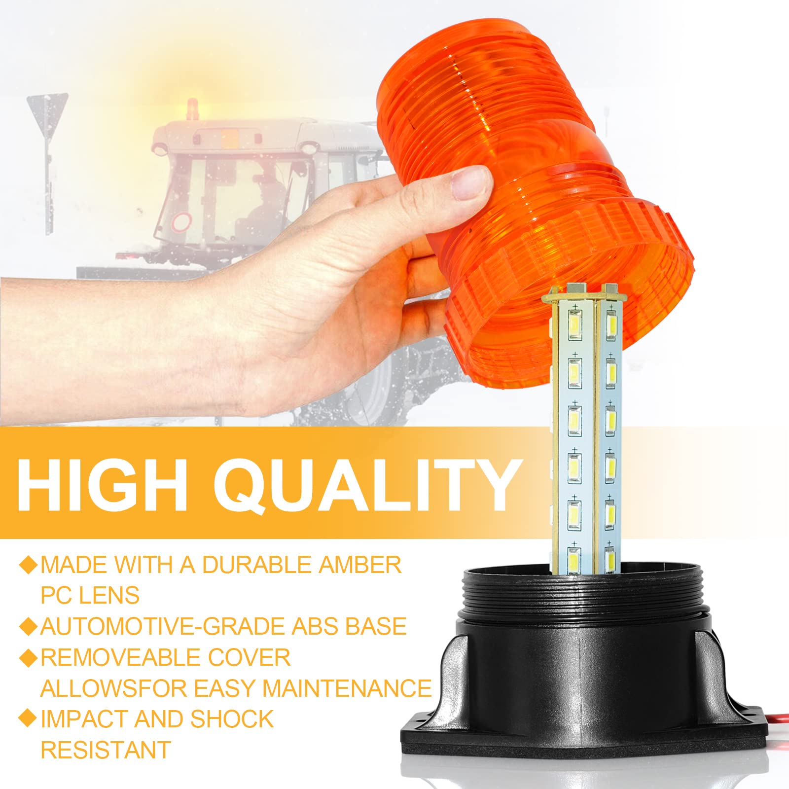 Etzone 30 Led Amber Forklift Strobe Light 30W Vehicle Roof Safety Beacon Light For 10-110V Mower, Atv, Trucks, Tractor, Golf Car