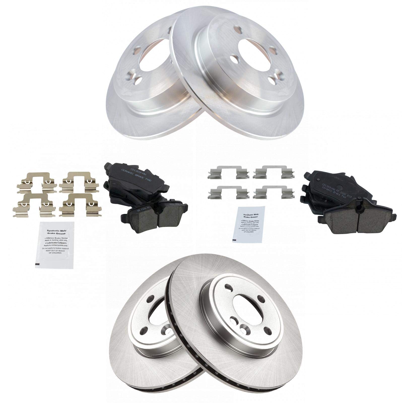 Trq Front And Rear Brake Pad & Rotor Kit Brake Pads Brake Rotor Ceramic Compatible With 2007-2015 Mini Cooper