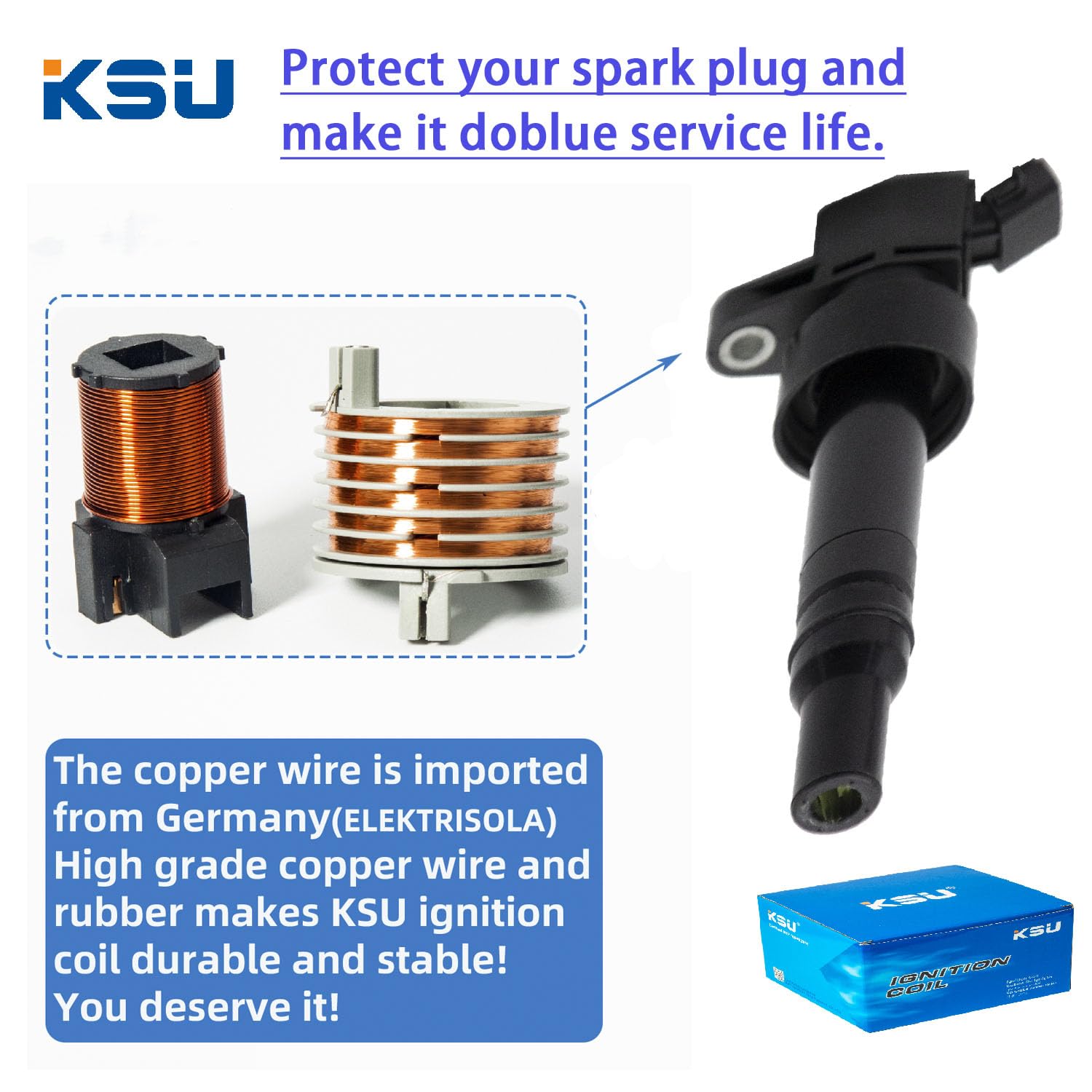 KSU Ignition Coil with Spark Plug for Soul 2012-2020 1.6L L4 27301-2b100 uf652 uf-652 273012b100