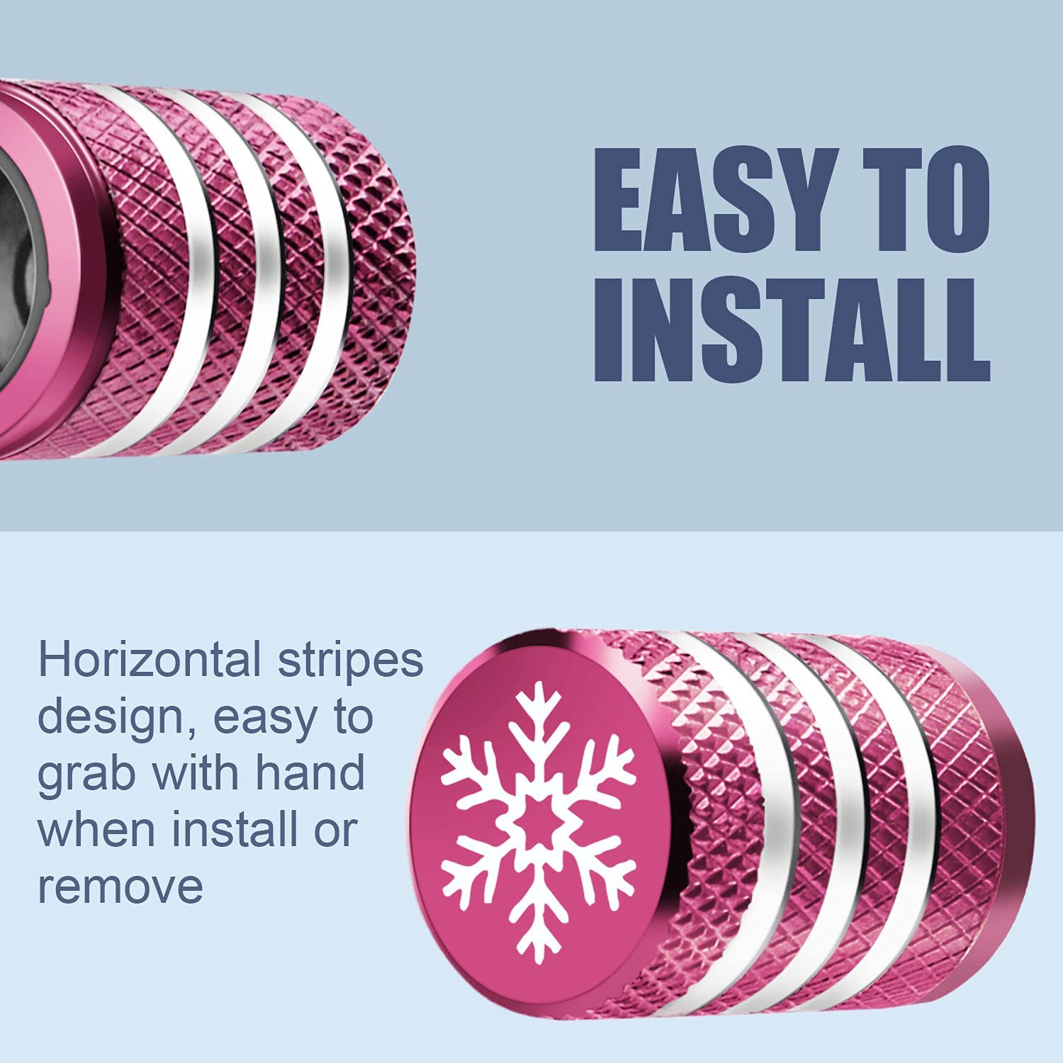 Tire Valve Stem Cap Cover - (5 Pack) Tire Air Caps Metal With Plastic Liner Corrosion Resistant Leak-Proof Snow Snowflake For Car Motorcycle Bike Pink