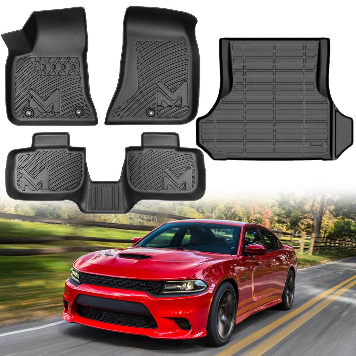Tpe Automotive Floor Mats & Cargo Liner Custom For 2011-2023 Chrysler 300 & Dodge Charger (Rwd), All Weather Cover Protection Wa