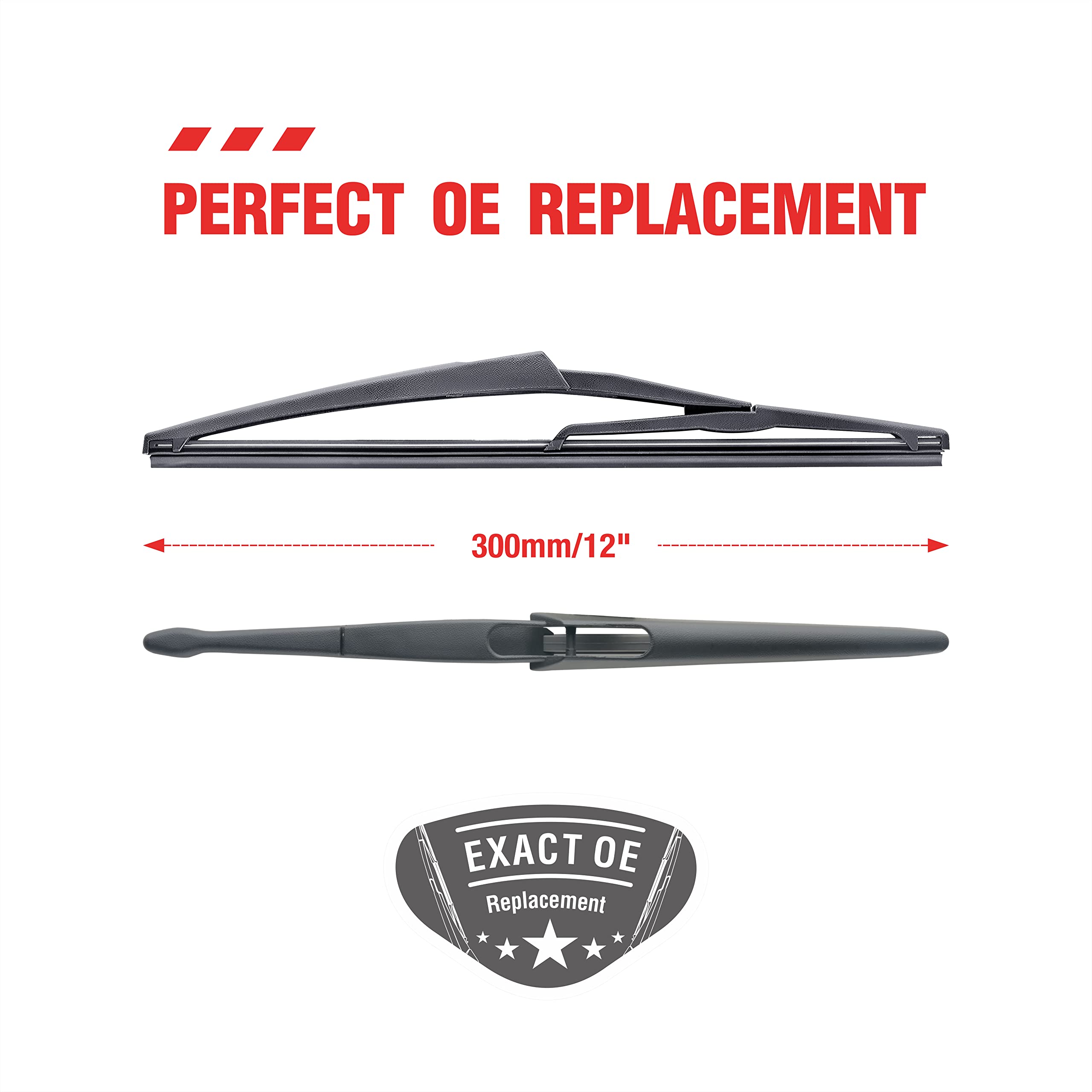 Berg Regen Rear Wiper Blades 12 Inch (12-J), Replacement For Rogue 2021-2008, Juke 17-11, Kicks 20-18, Pathfinder 20-13, Qashqai