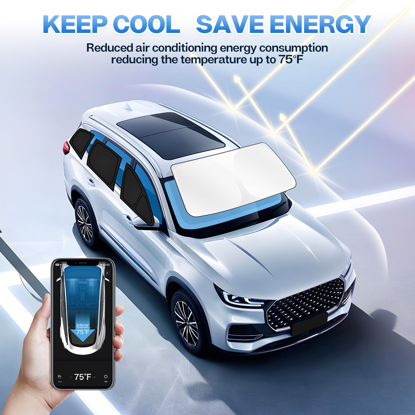 T Tgbros Window Sunshade For Jeep Cherokee 2014-2023 Windshield Side Rear Window Full Set Car Privacy Sun Shades Custom Fit Fold