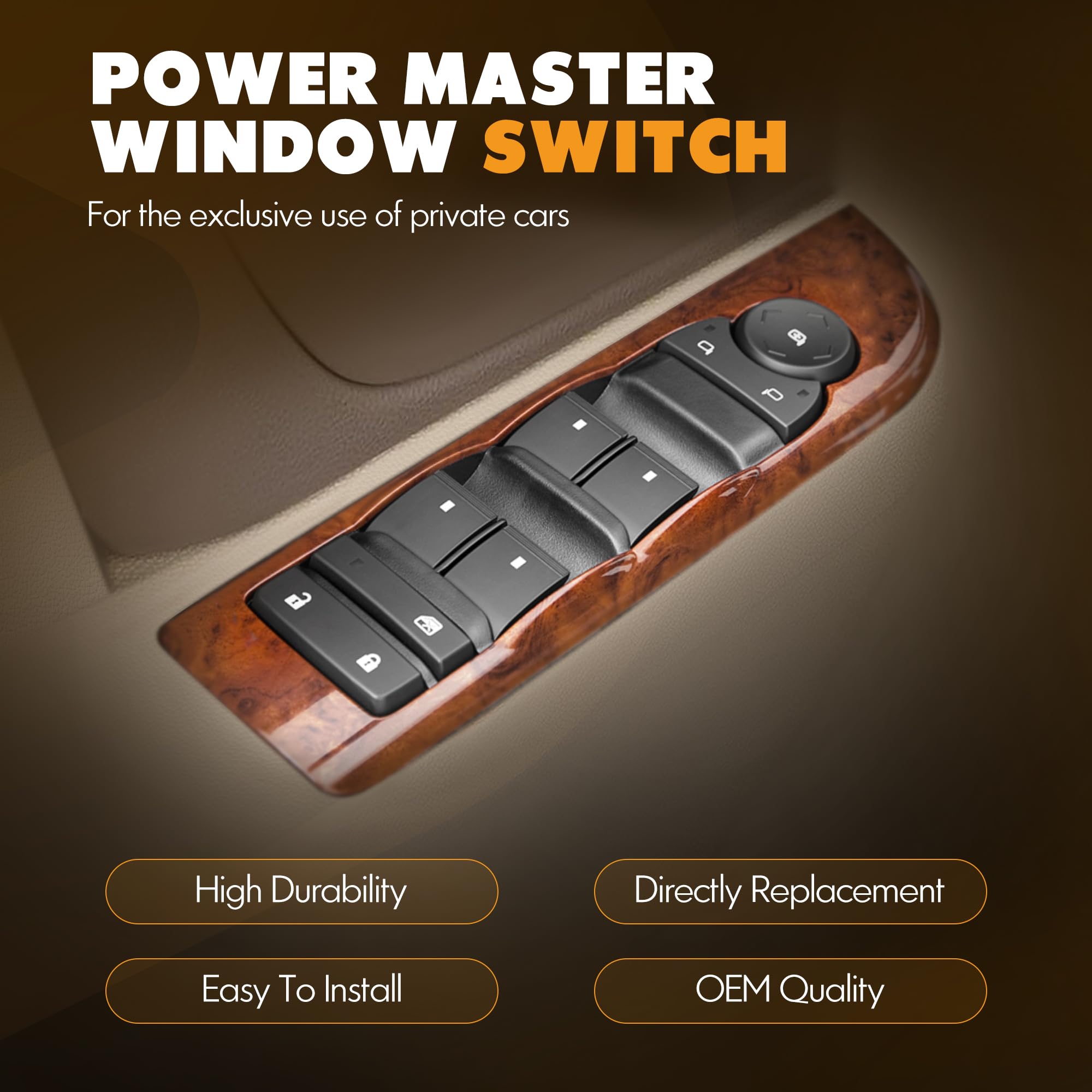 20835552 Front Driver Side Master Power Window Switch and Door Lock Fit for 2007-2014 Chevy Silverado Tahoe Suburban Avalanche &