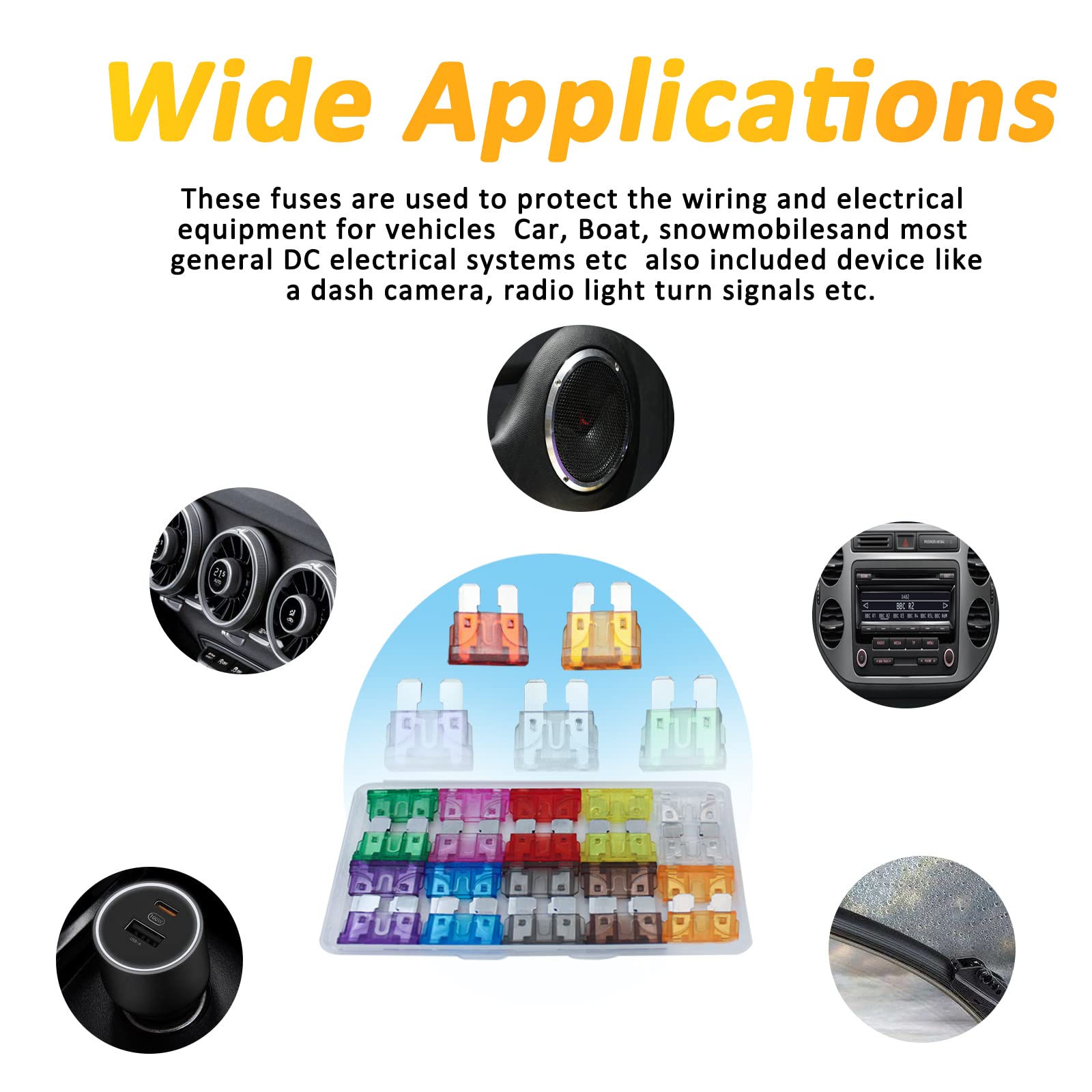 RoadandLord Auto Car Fuse Assortment Kit - 30Pcs Plastic Standard Blades (2A-35A) for Car, Boat, Truck, SUV Replacement Fuses