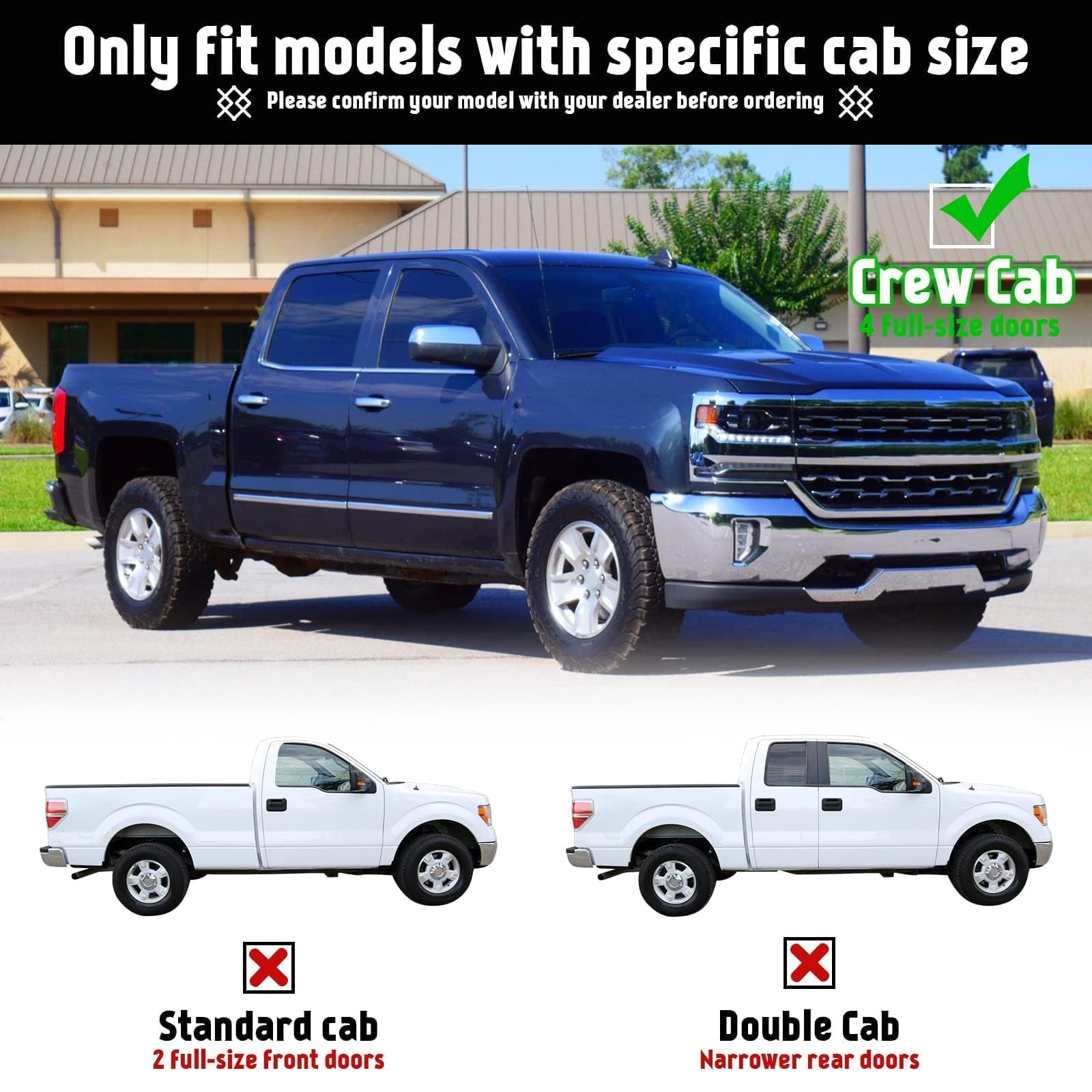 Pz 6'' Crew Cab Running Boards For 2007-2018 Chevy Silverado/Gmc Sierra 1500, 2007-2019 For 2500Hd 3500Hd Mirror Stainless Steel