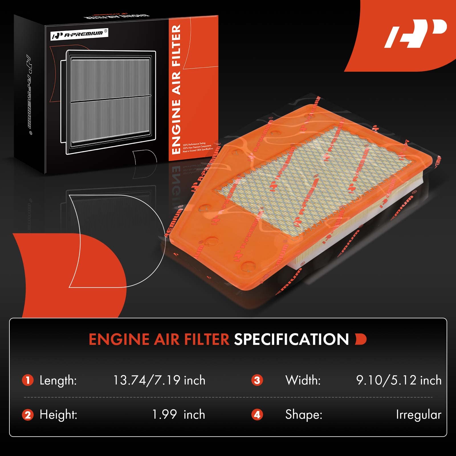 A-Premium Front Engine Air Filter Compatible With Buick Lacrosse 2018-2019 & Chevrolet Malibu 2016-2022, 1.5L 1.8L 2.5L, Flexible Panel, Replace# 23430312