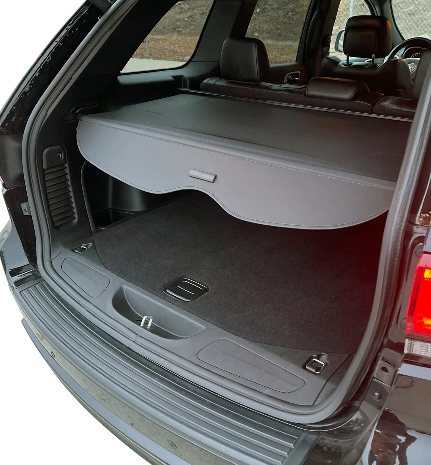 Ikon Motorsports, Cargo Cover Compatible With 2011-2021 Jeep Grand Cherokee,2022 Jeep Grand Cherokee Wk, Black Vinly+Aluminum Ro