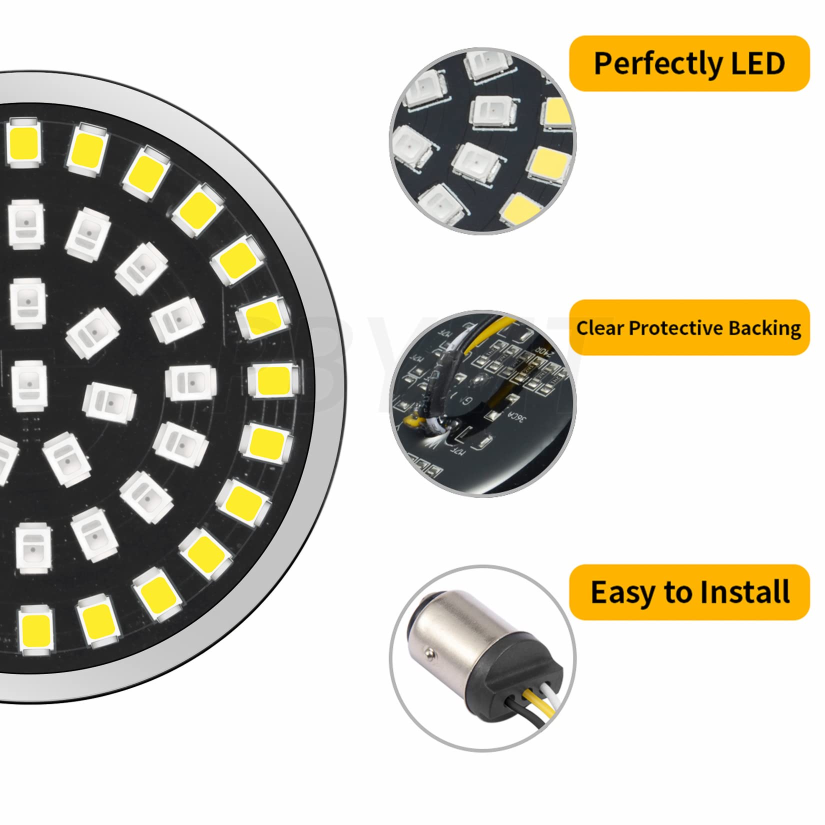 Pbymt 1157 Led Front Turn Signal Light 2' Bullet Smoke Lens Cover Kit Compatible For Harley Davidson Dyna Softail Touring Road King Electra Street Glide 1997-2024