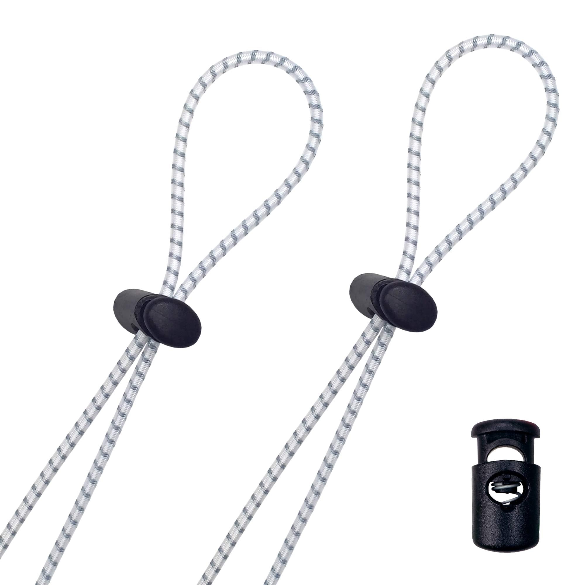 Flow Goggle Strap Kit (2-Pack) - Replacement Bungee Cord Straps For Swim Goggles - Multi Colored (White)