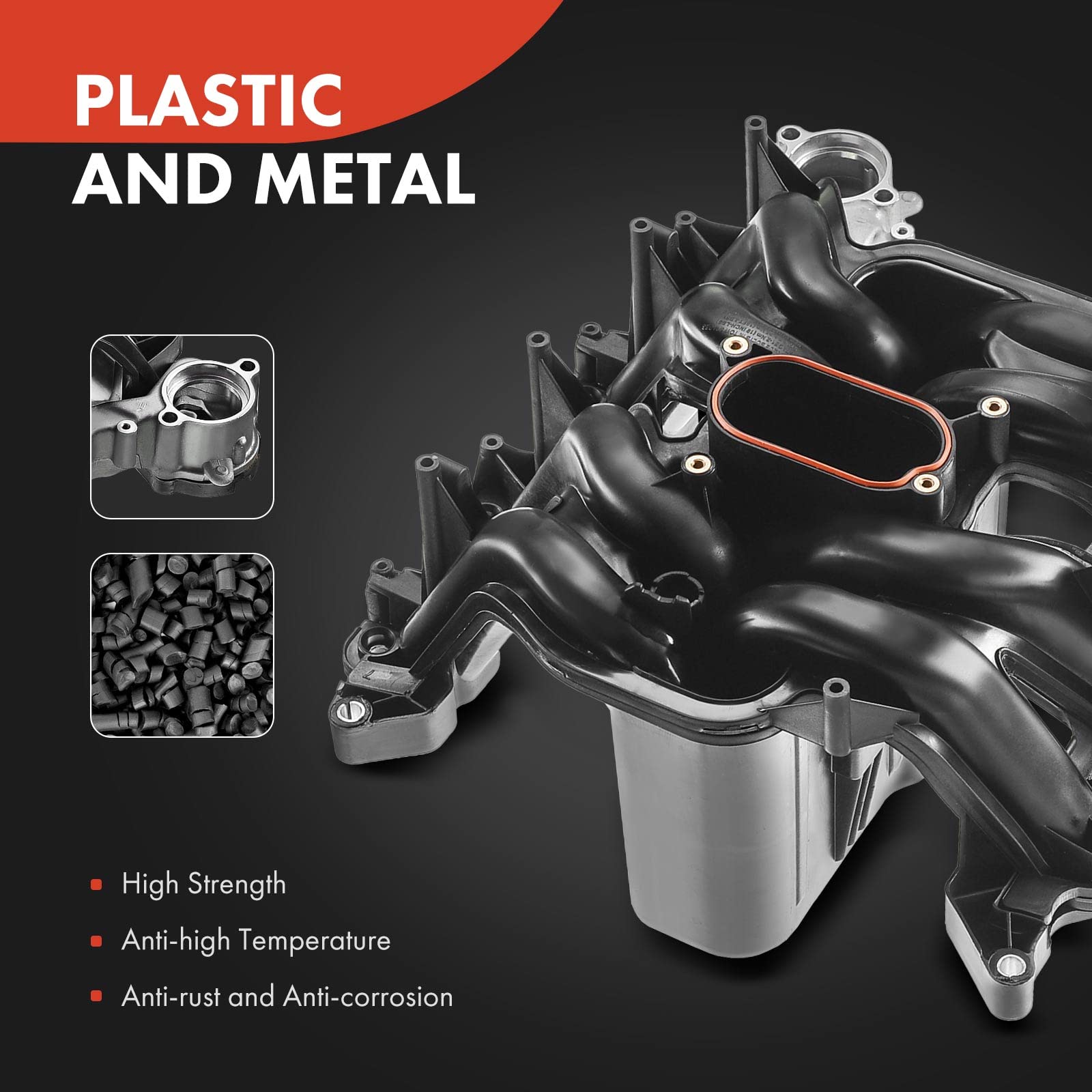 A-Premium Upper Intake Manifold with Gaskets Thermostat Kits Compatible with Ford E/F Series, E150, E250, E350, E450, F150, F250