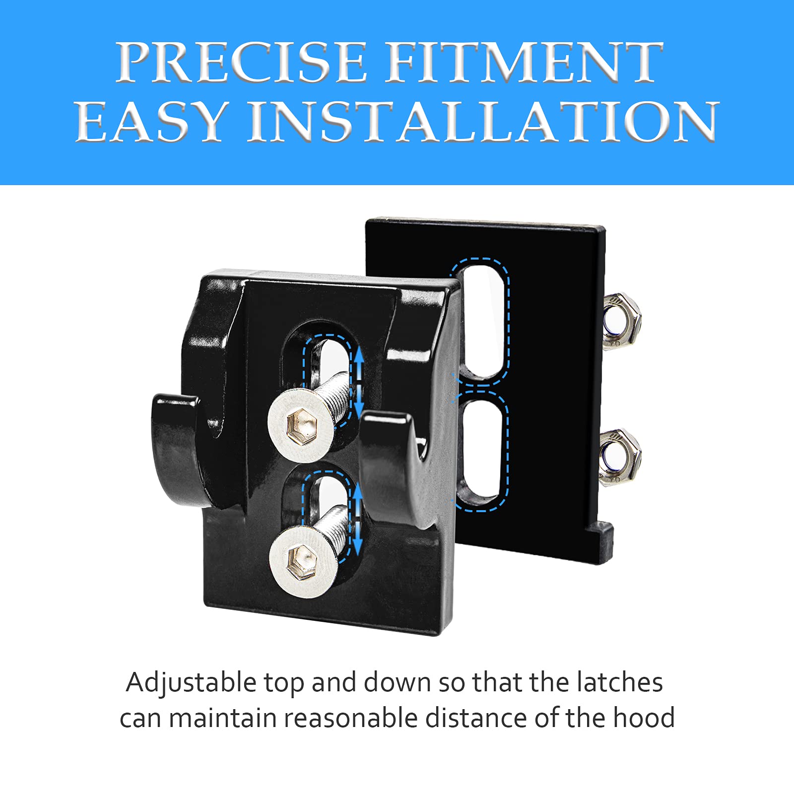 Buling TJ Hood Latches Improved Design Aluminum Hood Catch Latch kits Compatible with Jeep Wrangler TJ 1997-2006 (Texture Black