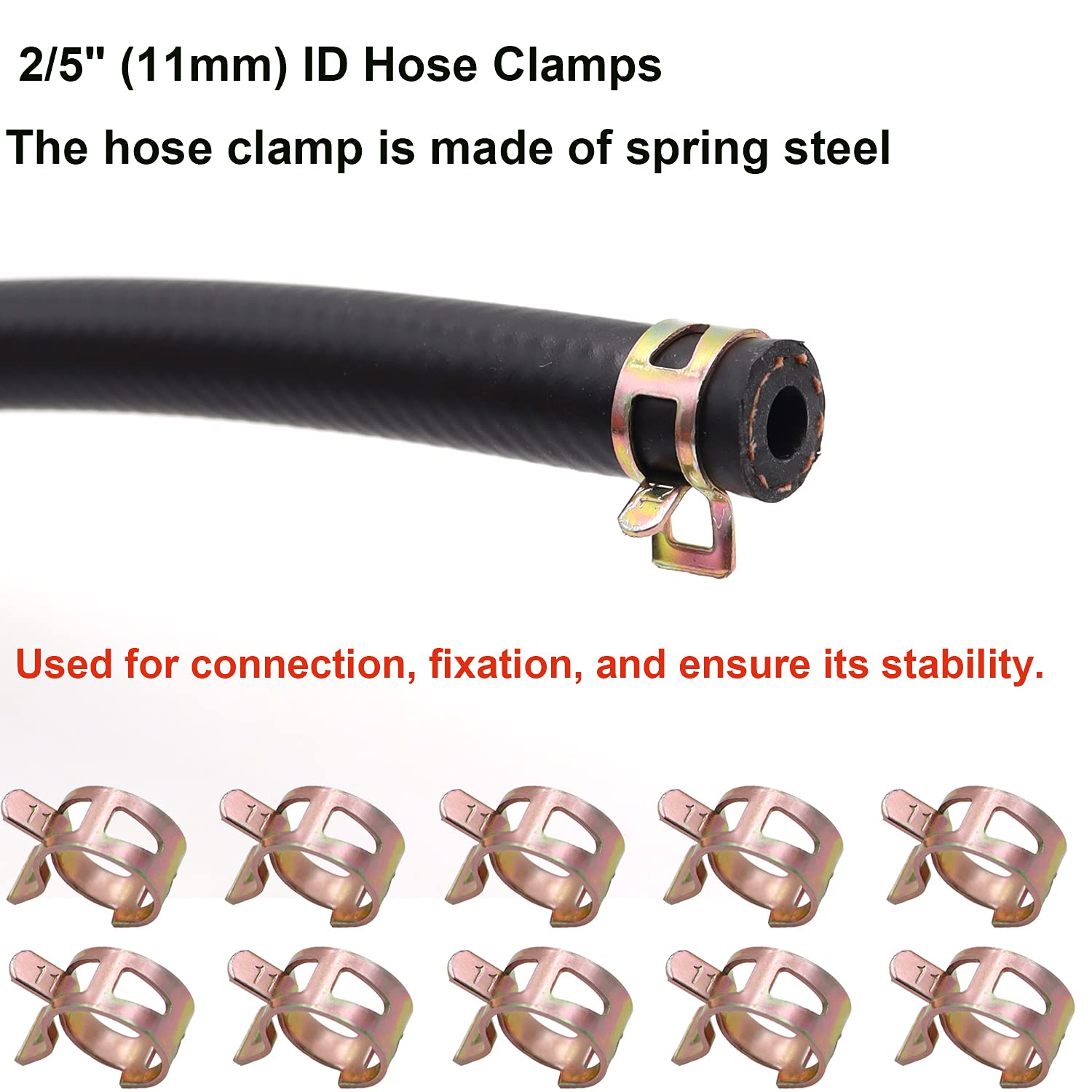 Taiss Id Fuel Line Kit, 1/4" (6Mm), 6-Foot (2M) Fuel Line Hose + 10Pcs 2/5" (11Mm) Id Hose Clamps. Suitable For Small Engines: Tractors, Mowing Machine, Snow Machine, Etc.