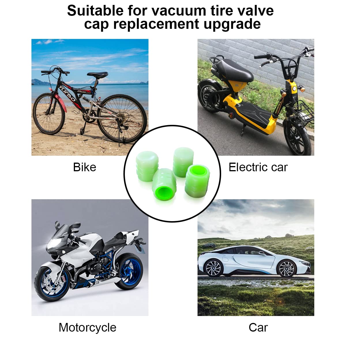 Luminous Tire Valve Stem Caps For Car, 12Pcs Fluorescent Glow In The Dark Air Caps Cover, Illuminated Corrosion Resistant Tire P