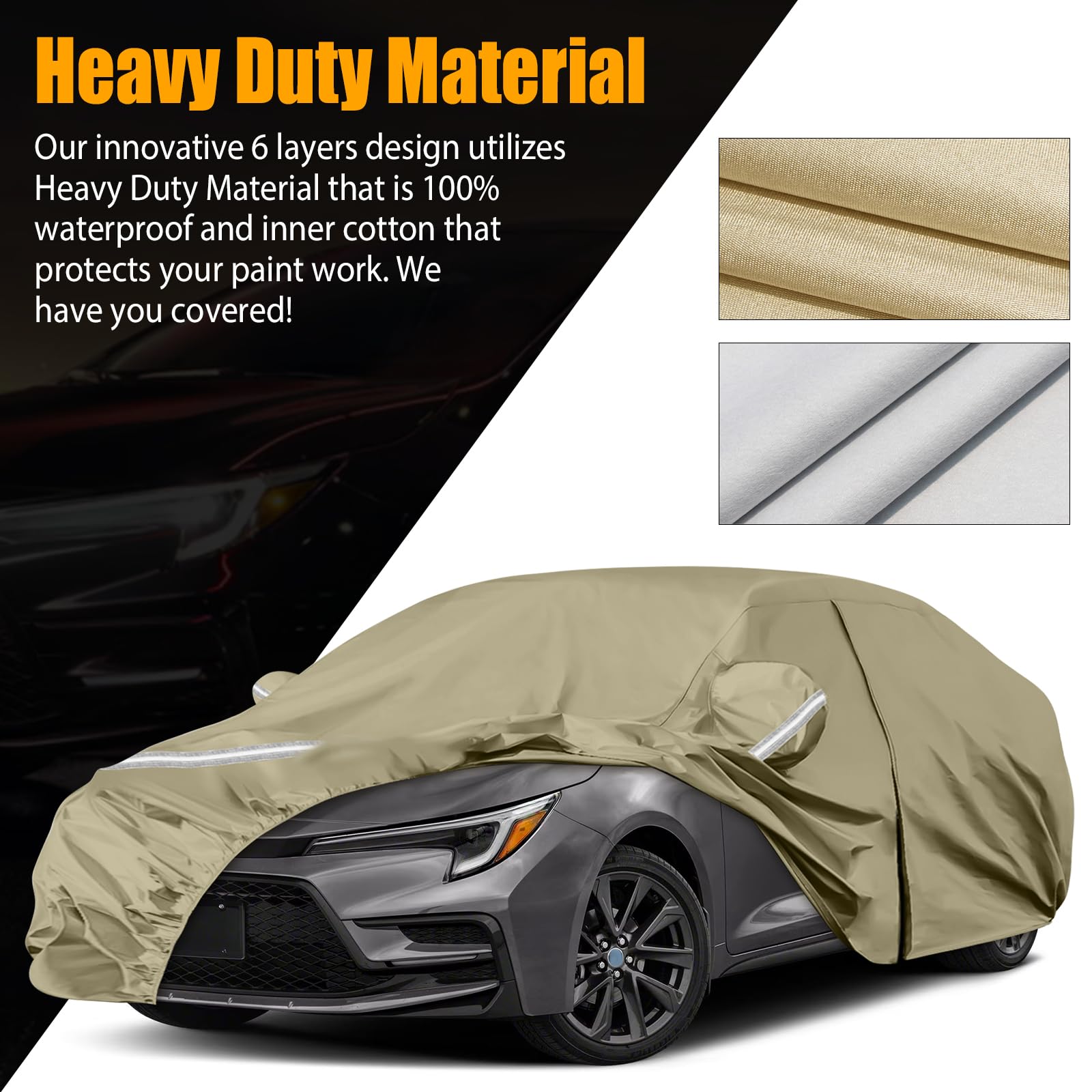 Waterproof Car Covers Replace for 2004-2025 Toyota Corolla Sedan, Multilayer Heavy Duty with Cotton Liner All Weather Car Cover