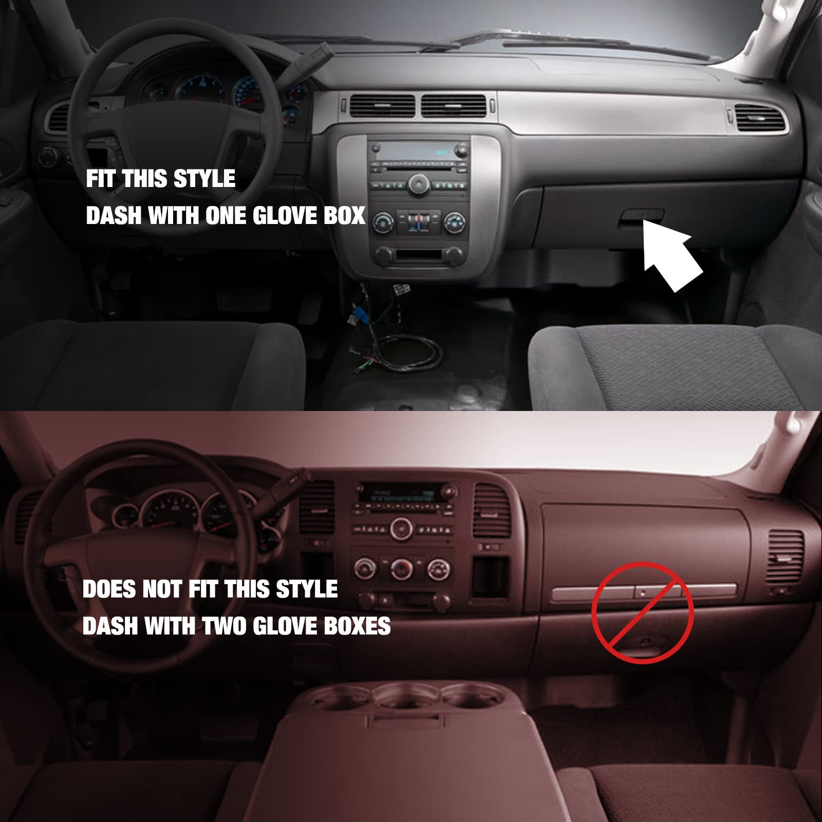 Berksyde Dashboard Dash Cover Mat Carpet Compatible With 07-14 Chevy Tahoe Suburban Denali Avalanche Gmc Yukon/Xl,07-13 Chevy Si