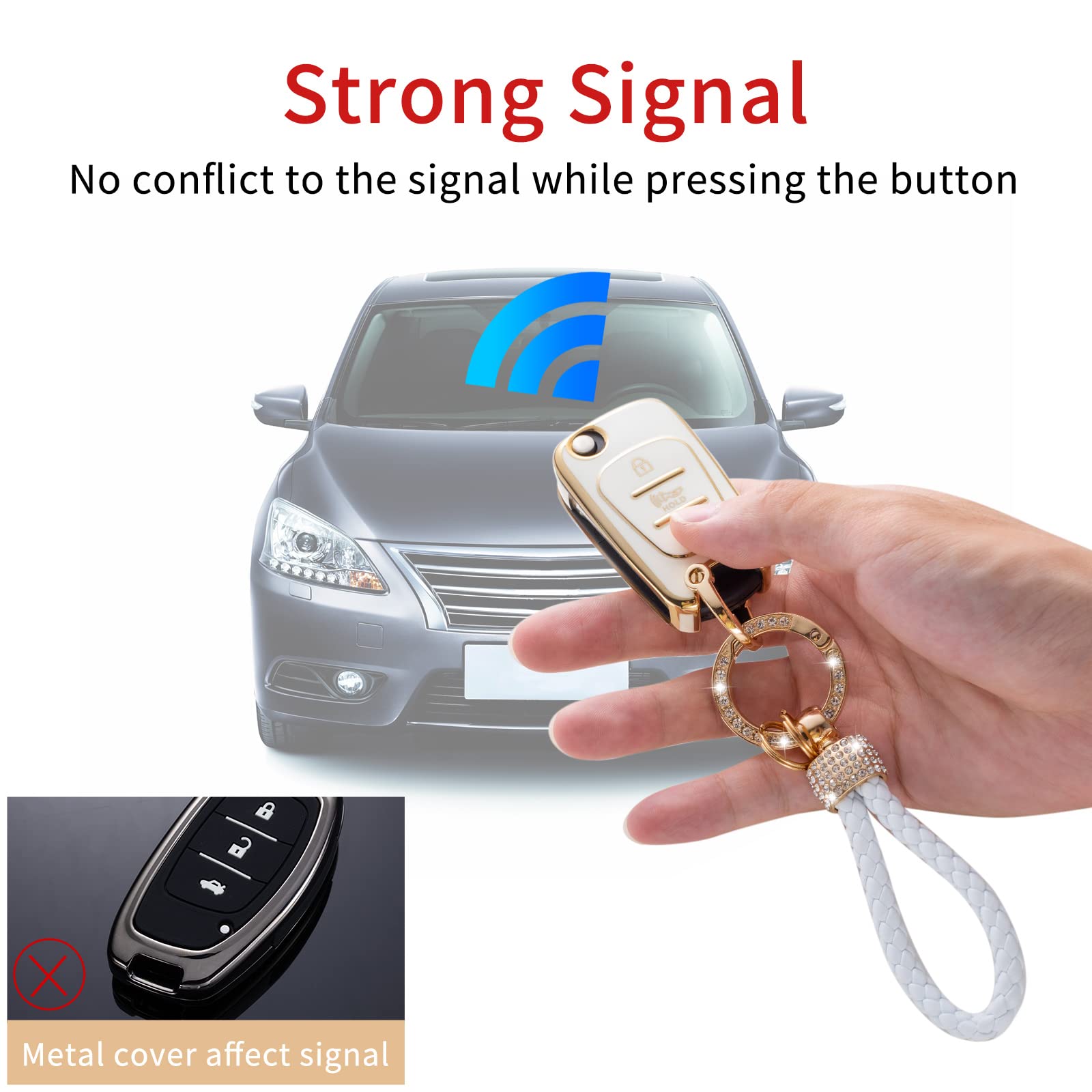 Gematay For Kia Key Fob Cover, Key Case Shell Compatible With 2012-2014 Kia Soul Rio Remote Smart Key Protector