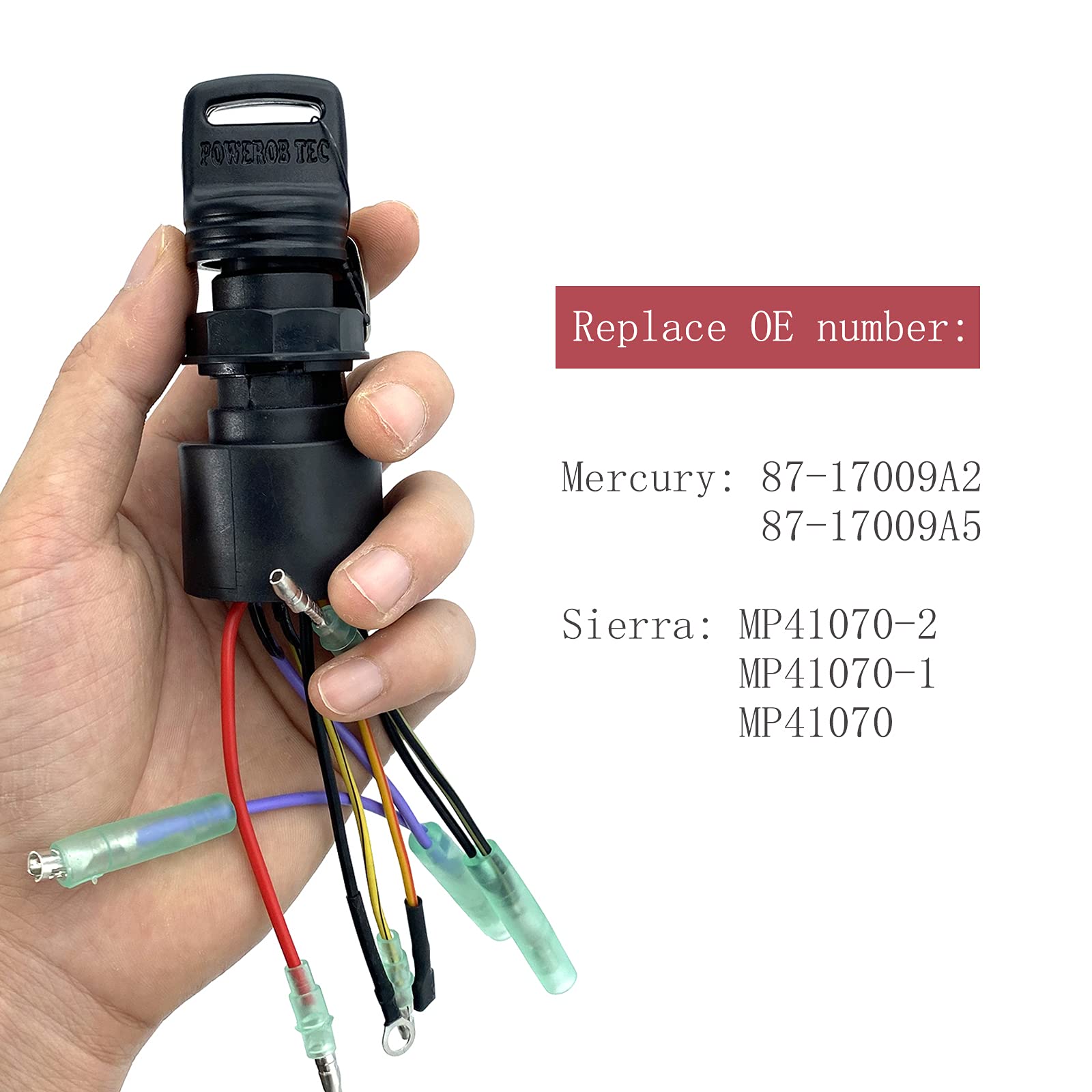 Boat Ignition Switch with Key Replacement for Mercury Mariner Outboard Motor Control Box with 2 Keys 3 Position 6 Wire Connector