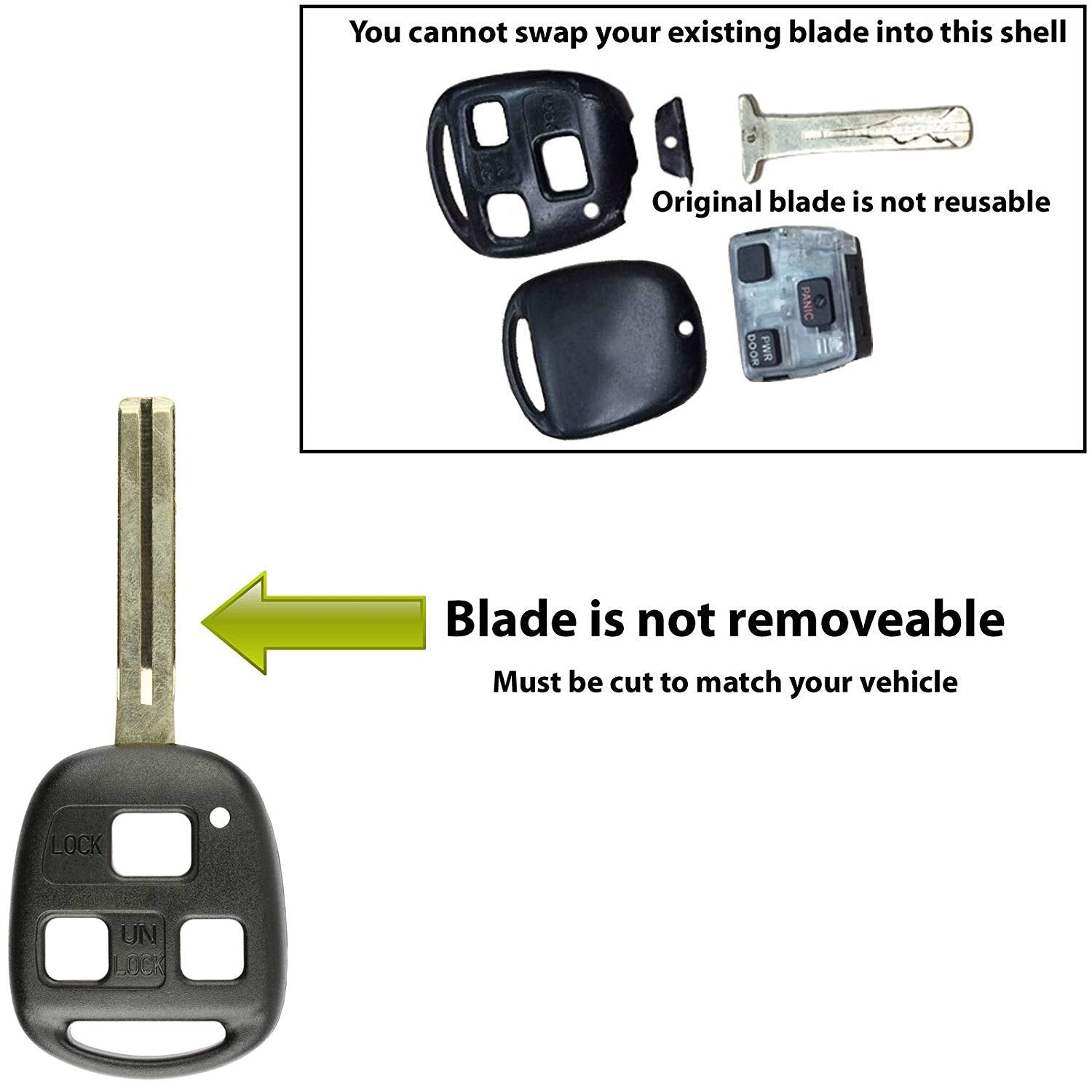 Keylessoption Key Replacement Case Shell Keyless Entry Remote Fob Uncut Blade Fix Master For Hyq1512V, Hyq12Bbt