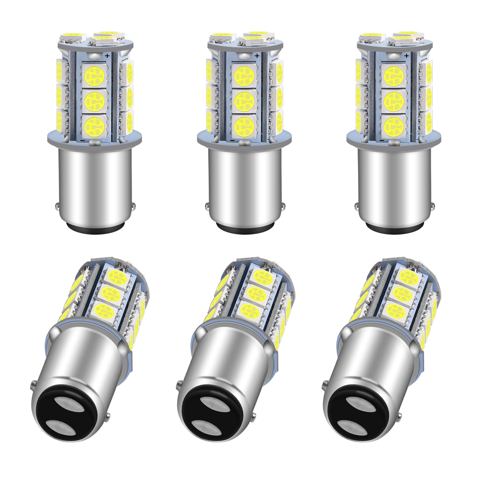 Qoope 6-Pack 1076 Led Bulb For Rv, 1142 1004 Ba15D White Light Bulb Replacement For 12V Camper Trailer Motorhome Boat Interior Light, 5050 18Smd Double Contact Bayonet,#90 Yard Landscape Bulb