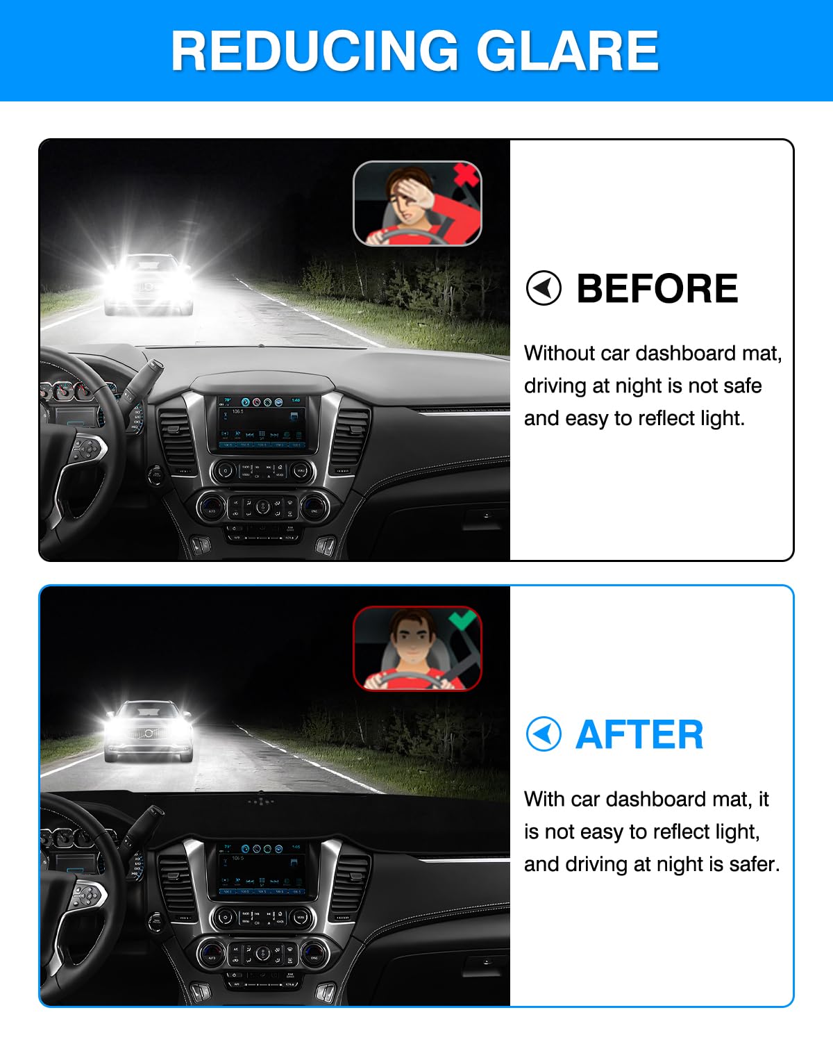 Autorder Dashboard Cover Mat For 2015-2020 Chevy Chevrolet Tahoe/Suburban/Gmc Yukon Accessories Dash Cover Mat Flannel Sunshade