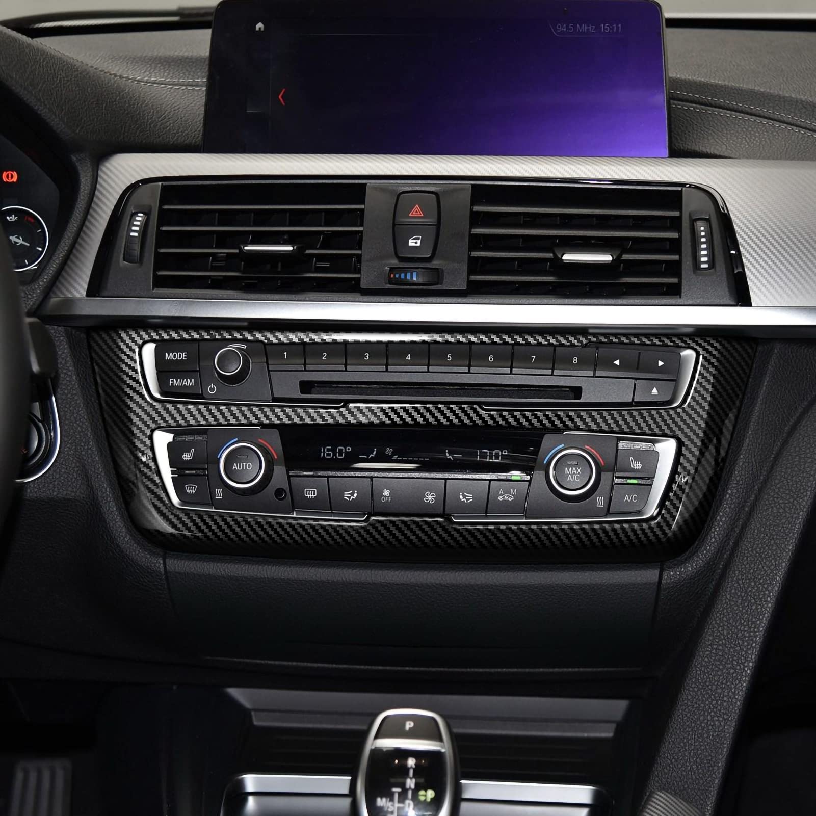 Car Sticker Decal Cd Panel Trim Carbon Color Abs Cover Compatible With Bmw F30 F31 F34 3Gt F32 F33 F36 2013 2014 2015 2016 2017 2018 2019 Accessories