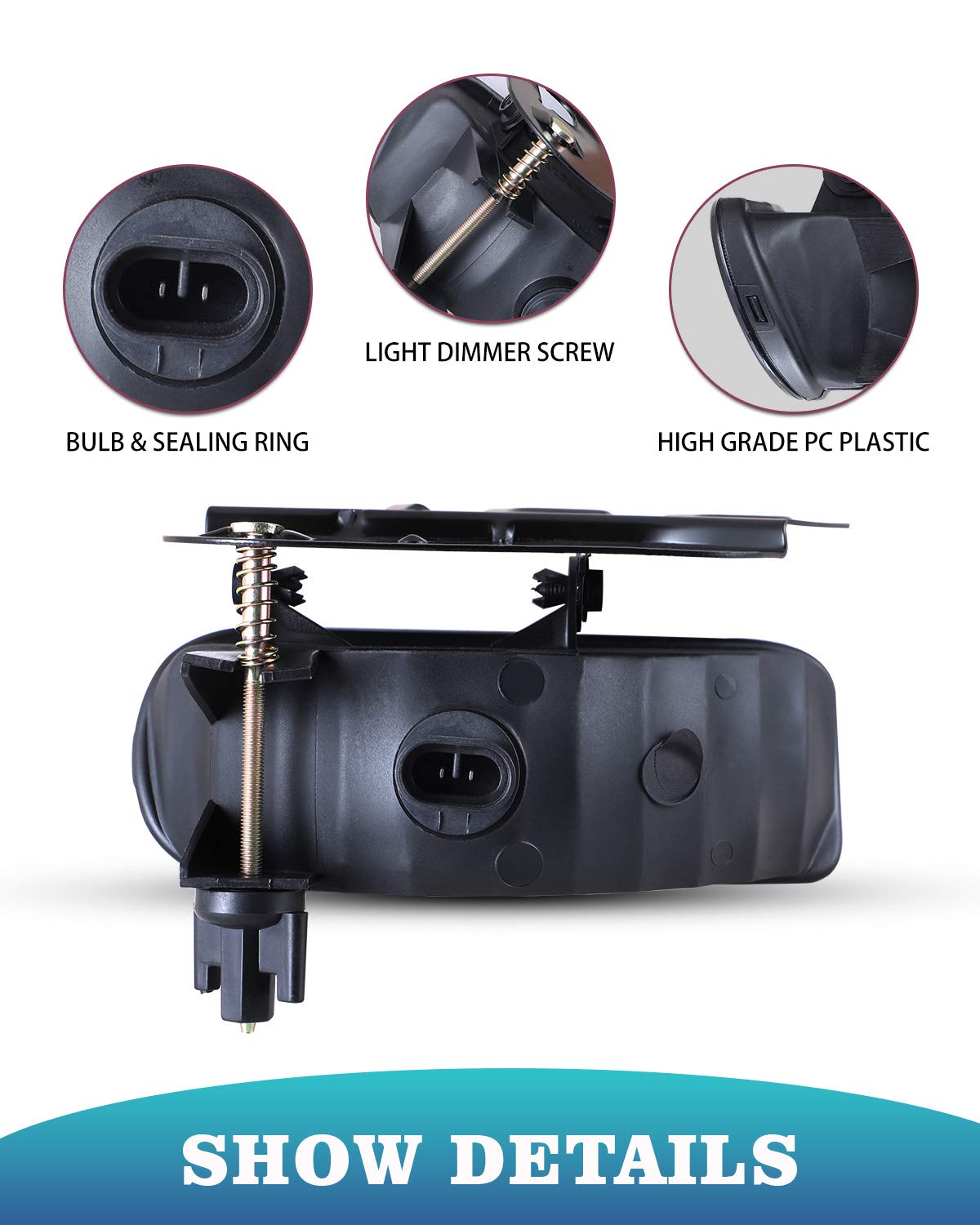 AUTOWIKI Fog Lights For 2002-2006 Cadillac Escalade, 2003-2005 Cadillac Escalade ESV OEM Replacement Fog Lamps 2PCS With Smoke L