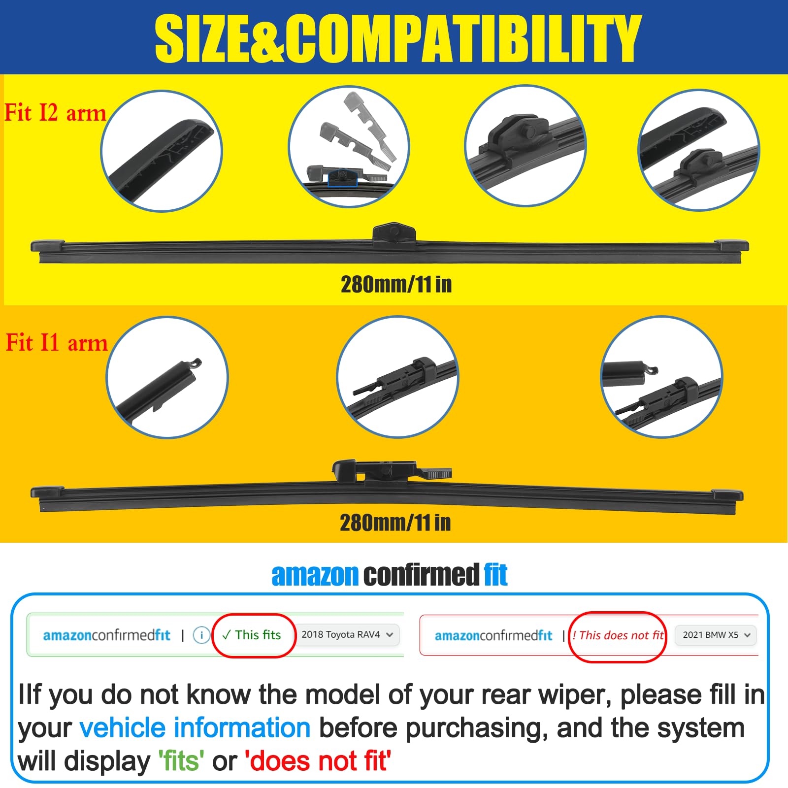 Gspscn 11'' Rear Wiper Blade,Back Windshield Wiper For Benz E400 E450 20-17,Gla180 Gla200 Gla250 Gla45 23-14,Glb250 Glb35 23-20,