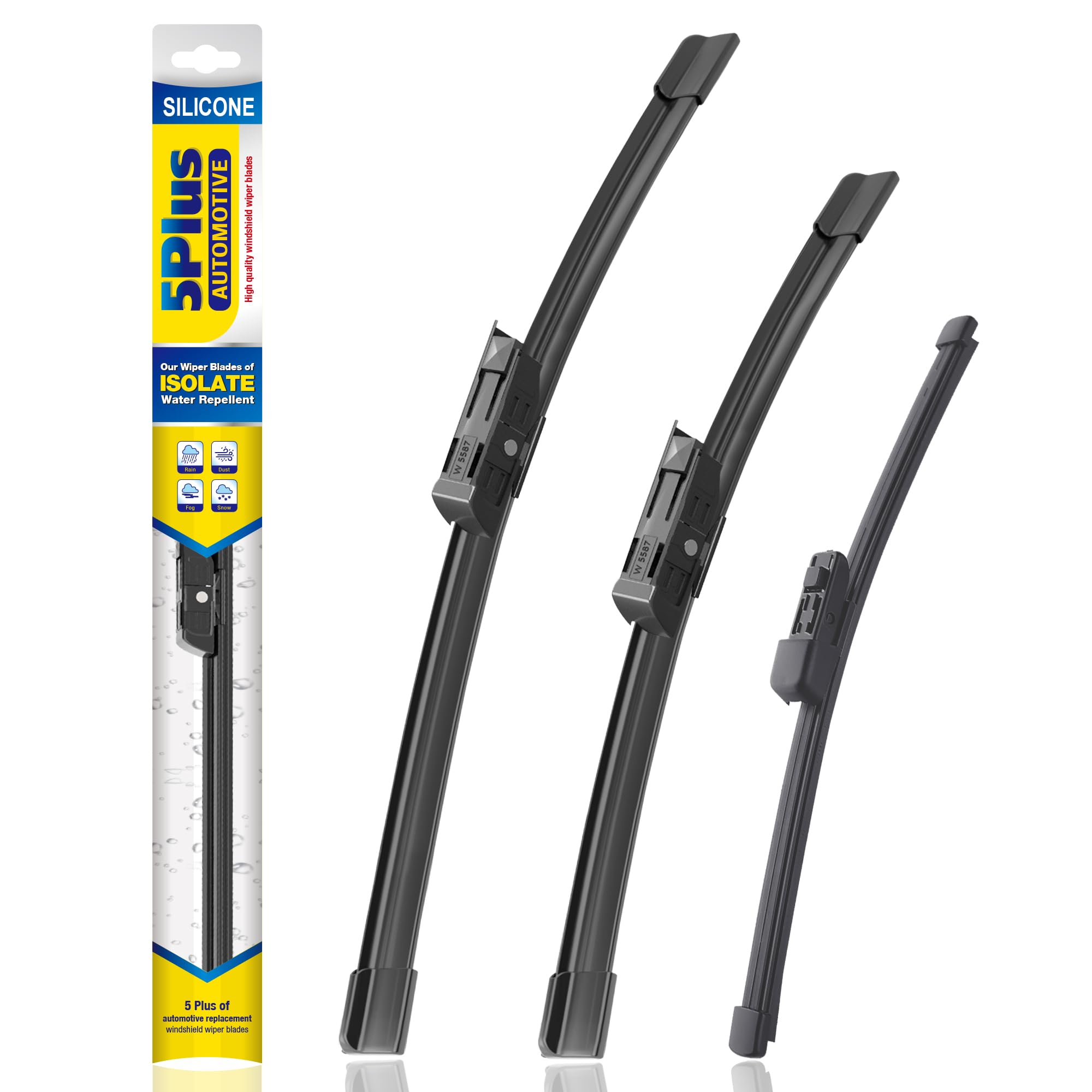 5 Plus Silicone Windshield Wipers Replacement For 2018-2022 Volkswagen Vw Tiguan Wiper Blades(Set Of 3),Automotive Replacement W