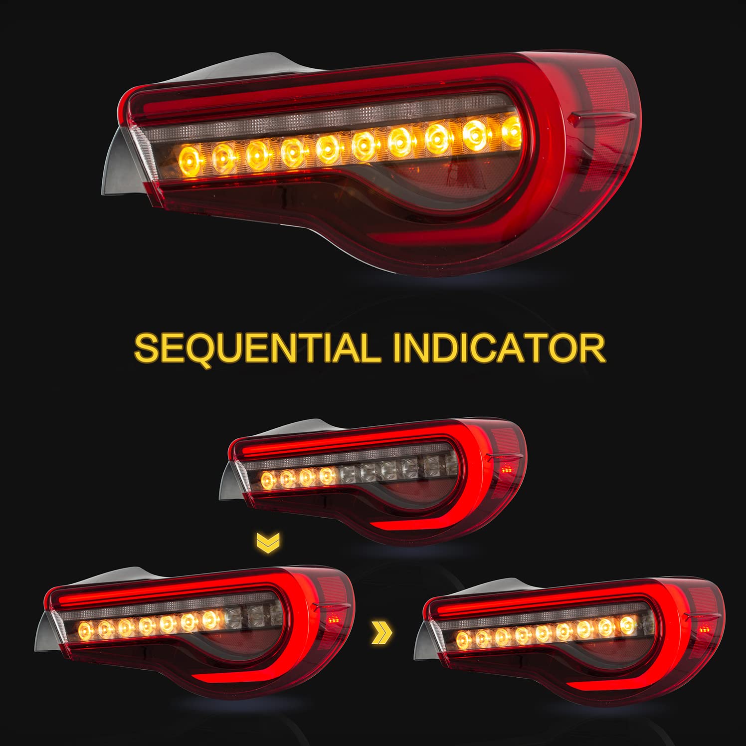 Vland Tail Lights Assembly Fit For Toyota 86 2012-2020, Subaru Brz 2013-2020, Scion Frs 2013-2016, Rear Lamps With Drl, Tinted B