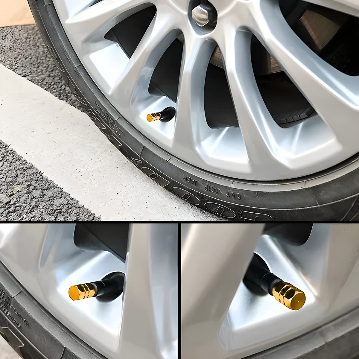 Car Tire Valve Stem Cap, 12 Pcs Wheel Valve Covers, Leak-Proof Air Caps Cover, Airtight Aluminum Alloy Hexagon Shape Tyre Access