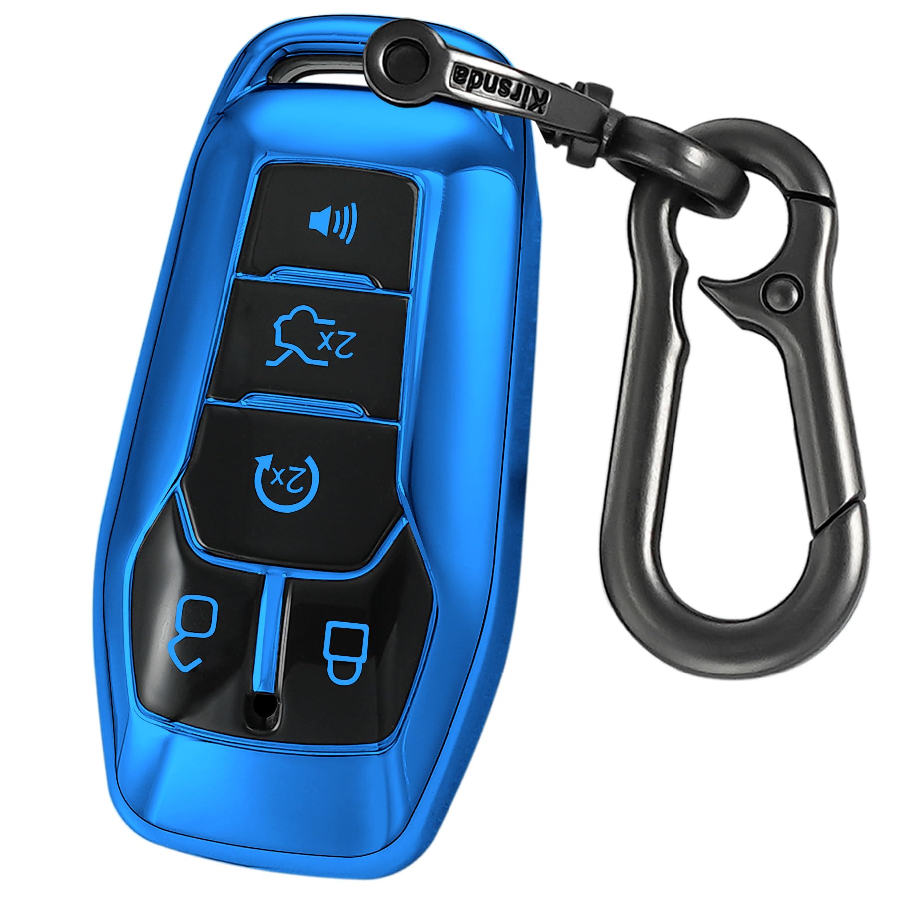 Kirsnda Key Fob Cover Case With Metal Keychain Compatible With Ford And For Lincoln,Soft Tpu Key Case Fit Expedition For Mustang