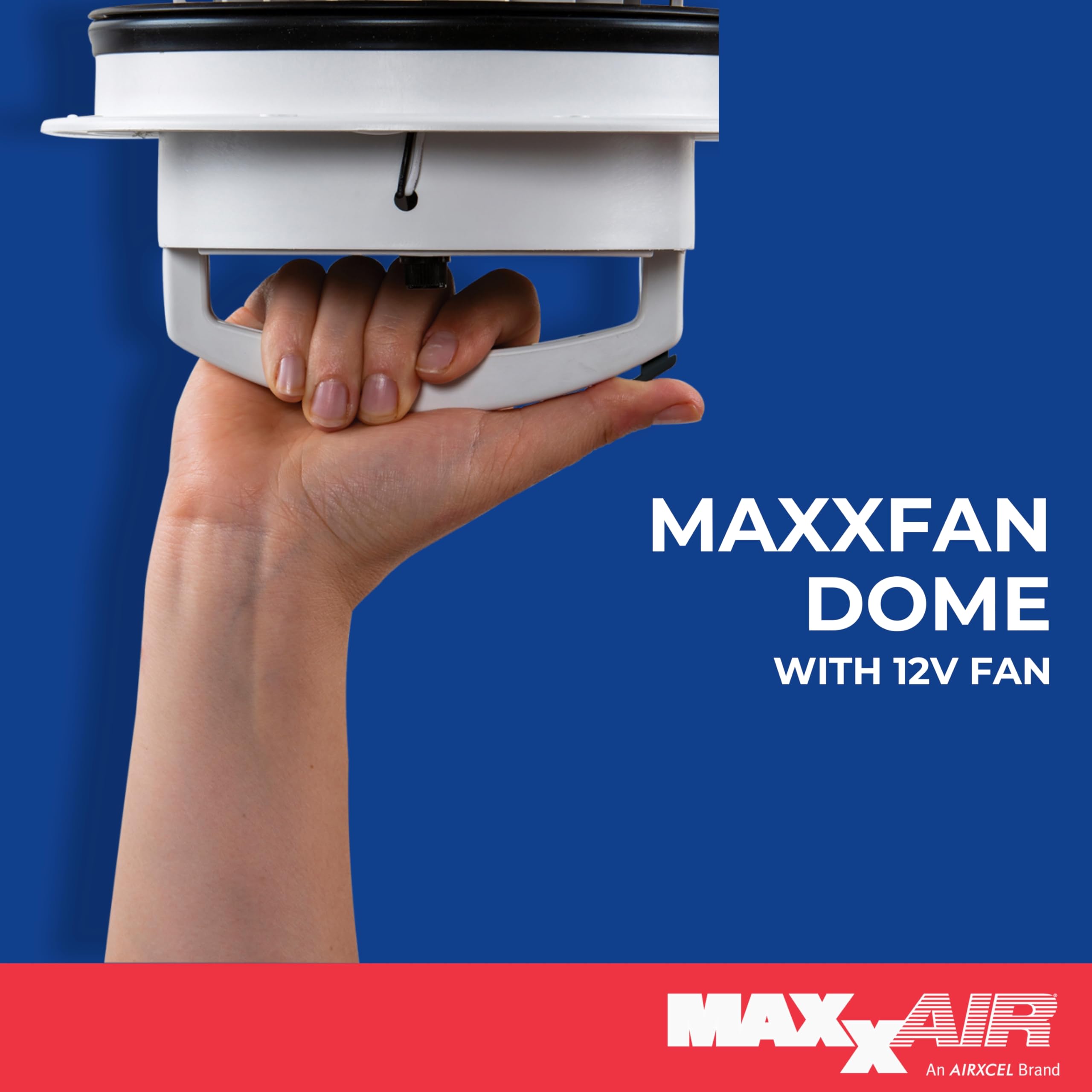 Maxxair Maxxfan Dome 6'' Round 12V Ventilation Fan - Compact Solution For Rooftop Or Sidewall Ventilation, Exhaust Only, Removab