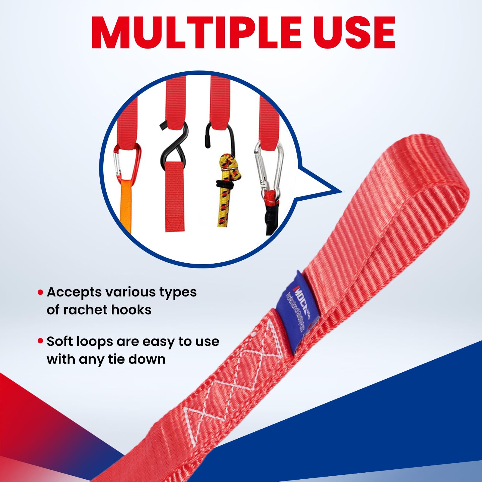 Moca 8-Pack Soft Loop Tie Down Straps 12000 Lbs Breaking Strength 1.6 X 17 Inches, Heavy Duty Tie Down Loops For Secure Traileri