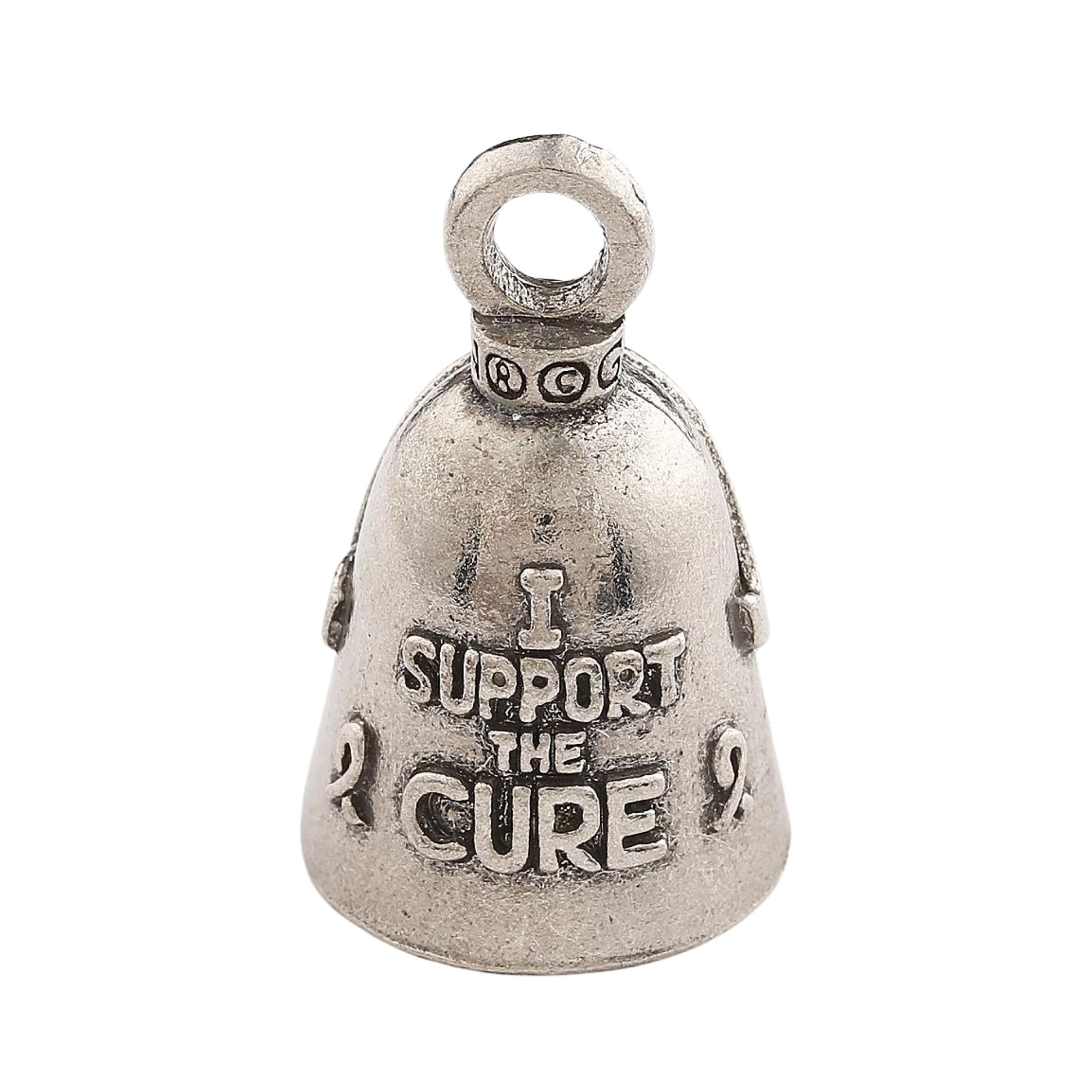 Guardian Bell Breast Cancer Good Luck Bell w/Keyring & Black Velvet Gift Bag | Motorcycle Bell | Lead-Free Pewter | Good Luck Gi