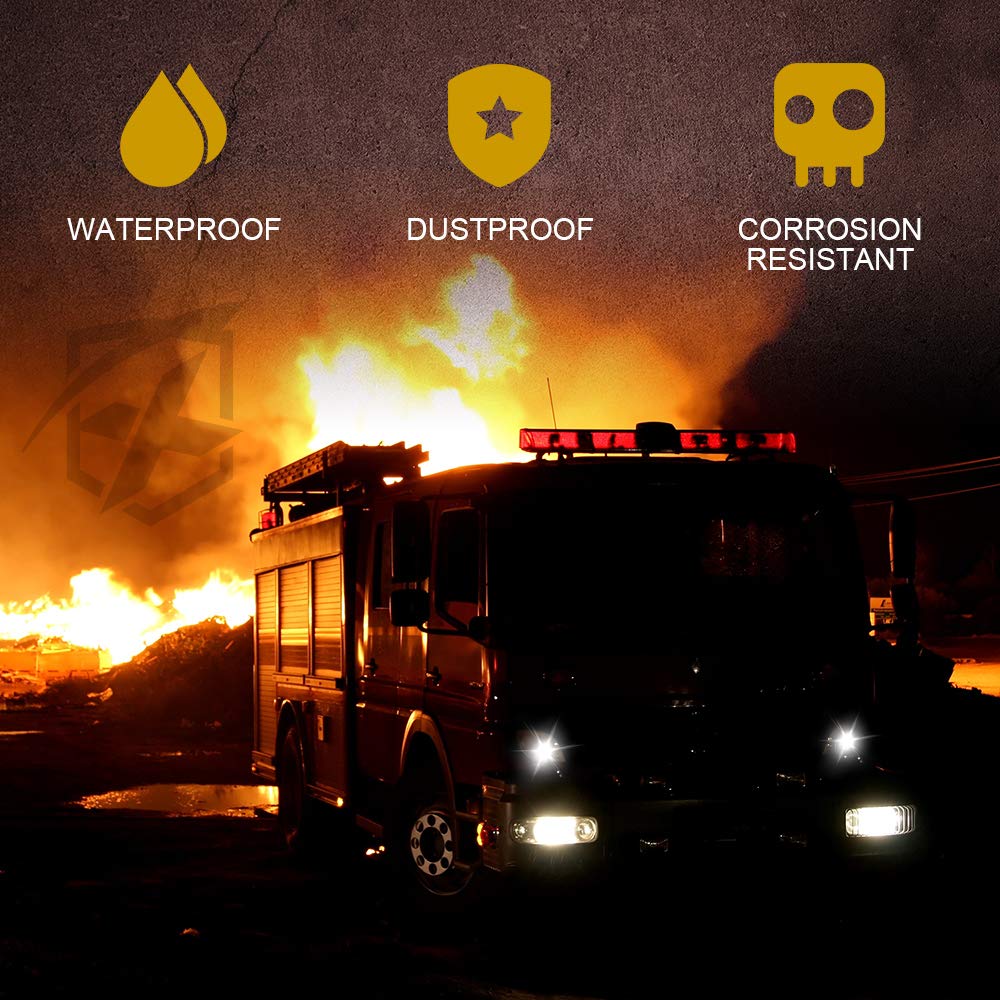 Xprite 4Pcs Led Hideaway Strobe Lights Kit - White, 20 Flash Modes, Control Panel Included, Ideal For Emergency Vehicles, Trucks