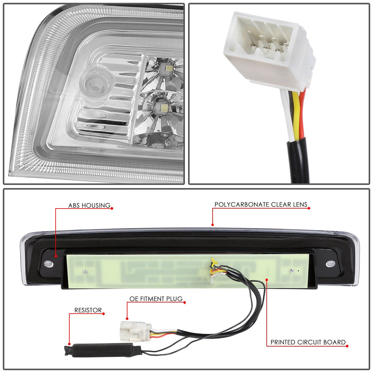 Dna Motoring 3Bl-Dram09-3D-Led-Ch Chrome Housing 3D Led High Mount 3Rd Third Brake Light [Compatible With 09-17 Dodge Ram 1500/1