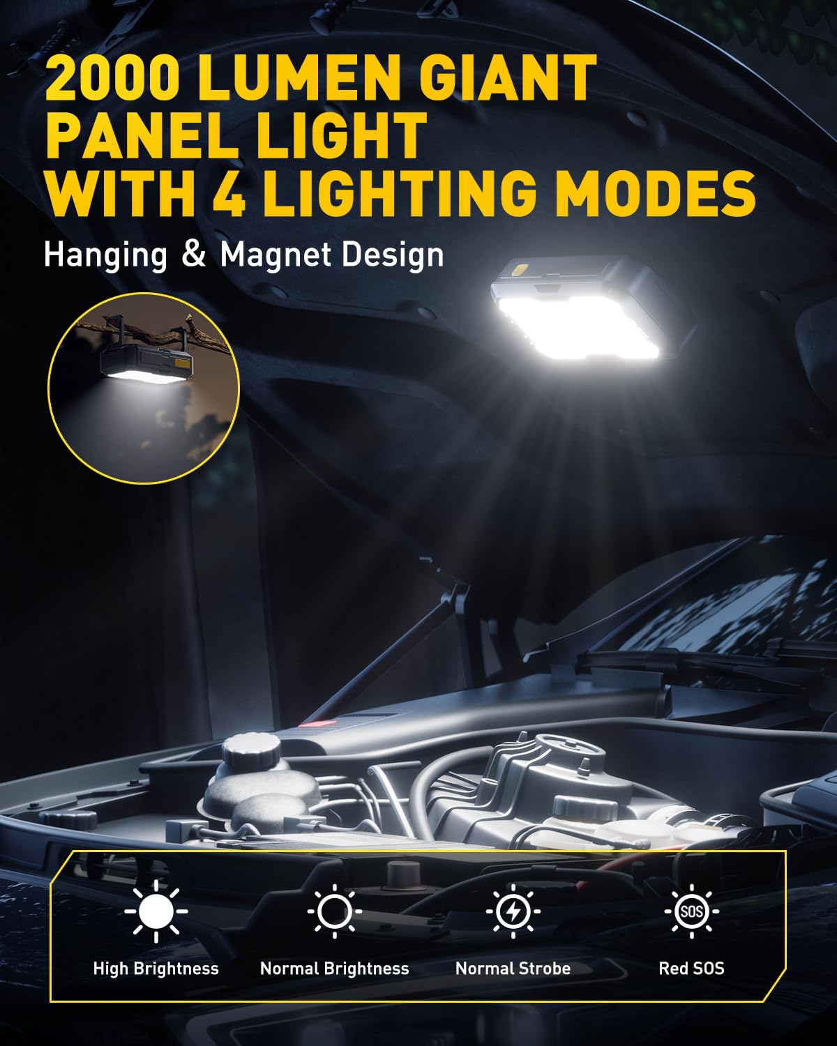 AUXITO Car Battery Jump Starter: 5000A Portable Jump Starter Up to 8.5L Gas and 8.0L Diesel Engines with 2000LM LED Work Panel L