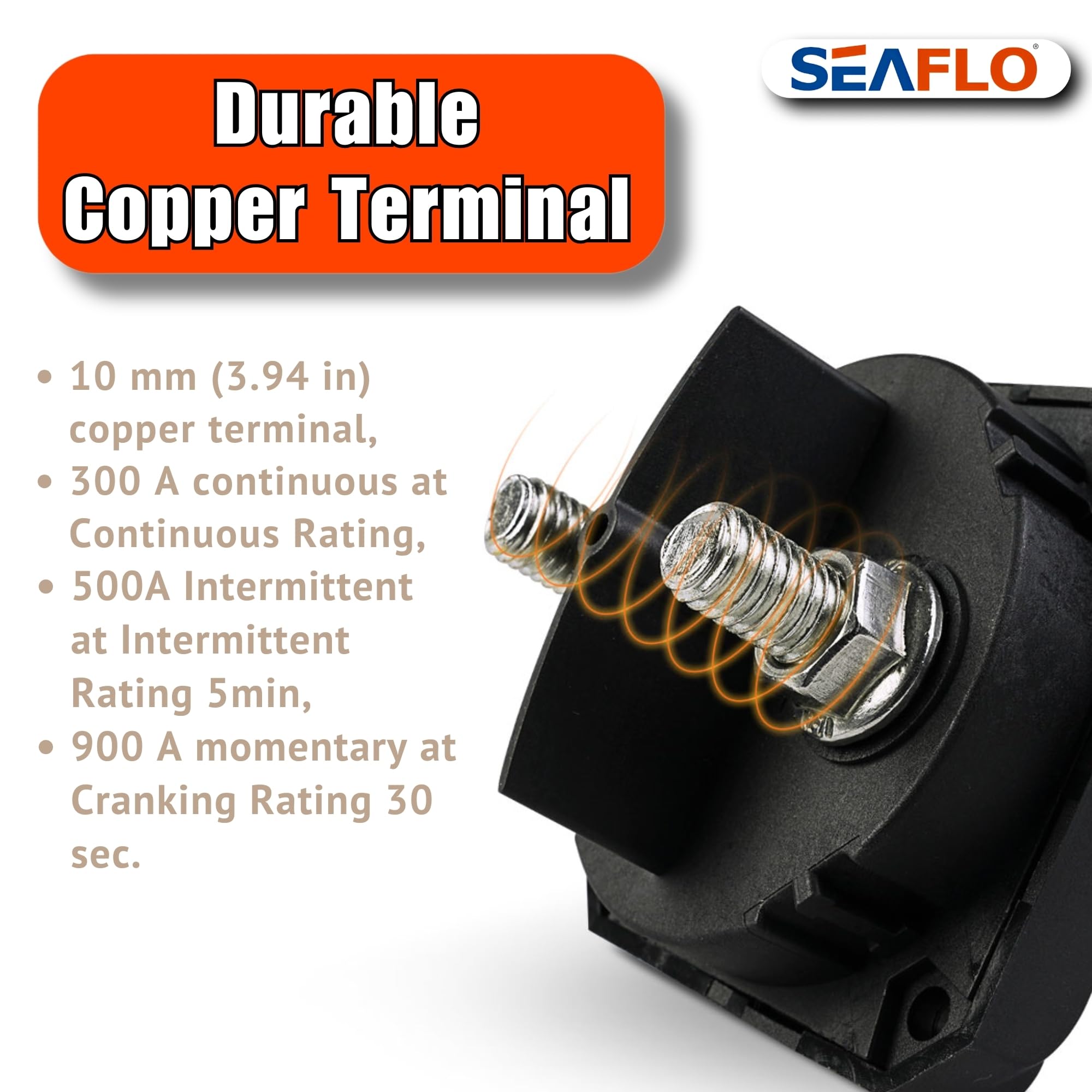 SEAFLO 12V/24V/48V Battery Disconnect Switch Isolator Switch for Marine, Boat, Car, RV, and ATV Vehicles (On/Off)