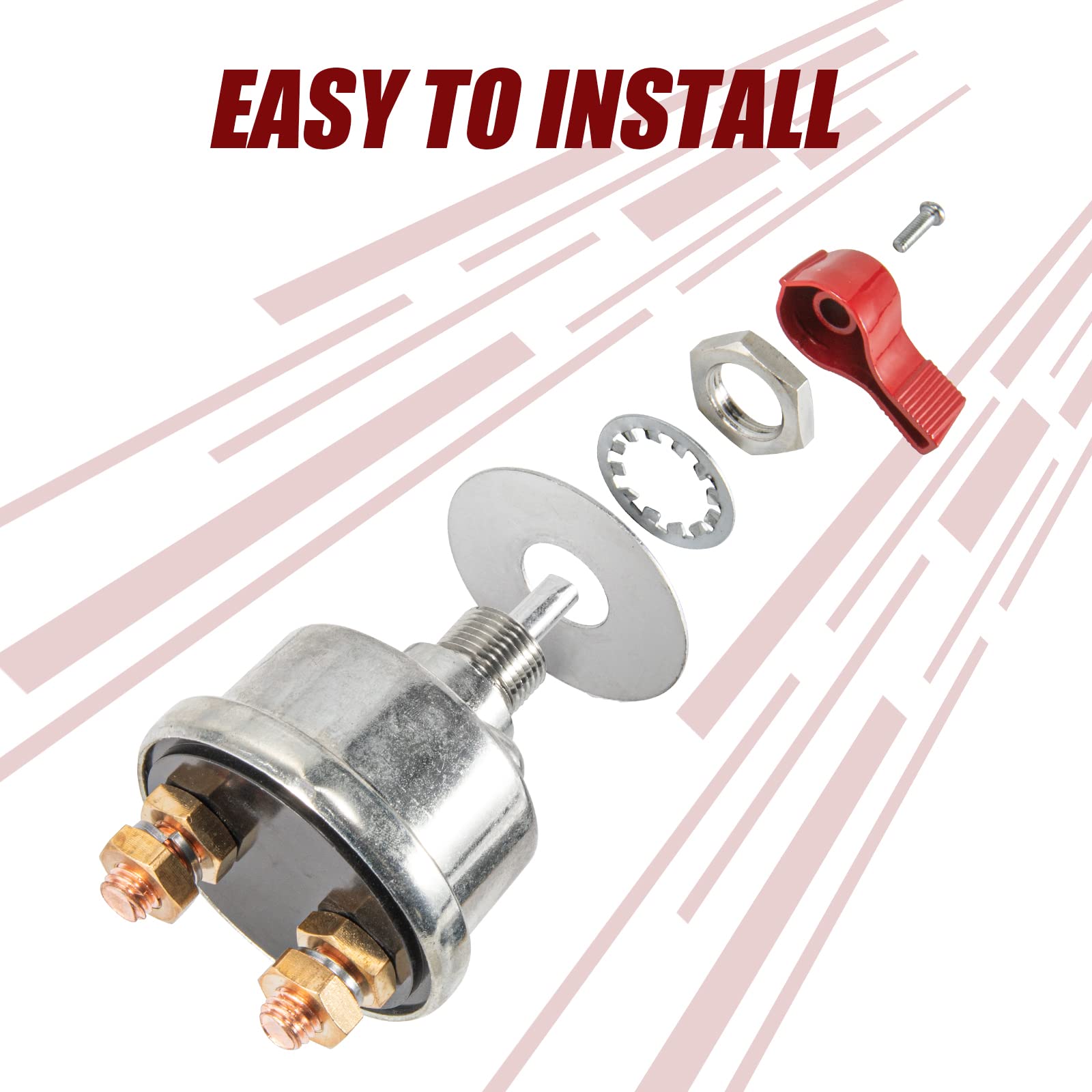 KACOLA High Current Battery Disconnect Switch 300A, 12-24V Master Battery Power Cut Isolator Kill Switch with Face Plate for Car