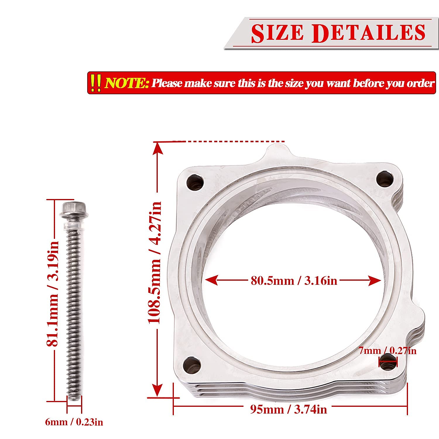 Rjsphh Throttle Body Spacer For 2009-2018 Dodge Ram 1500 2500 3500 5.7L V8