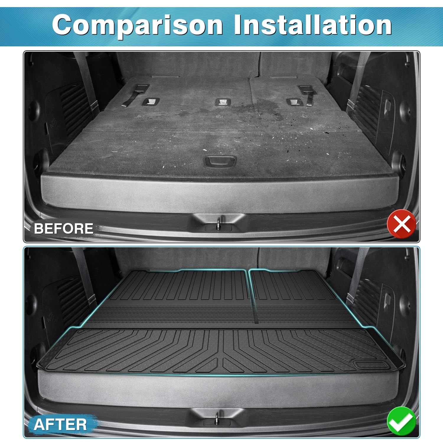 Mixsuper Cargo Liner for Tahoe 2015-2020, Trunk Mat for Tahoe Accessories All Weather Cargo Mat Rear Trunk Liner Black
