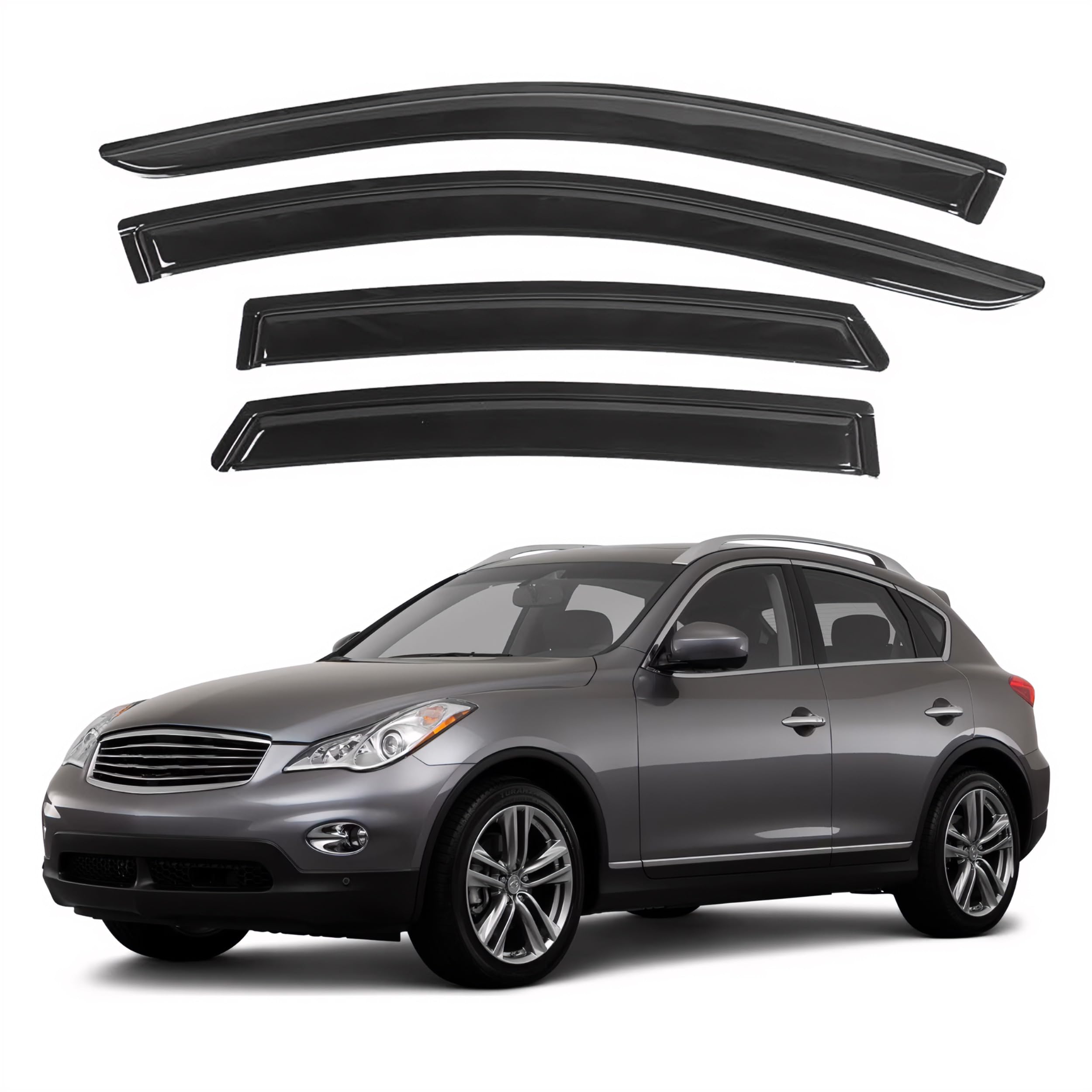 Ig Window Visor For Infiniti Ex35 Ex37 2007-2013, Rain Guard Tape-On Extra Durable Sun Wind Side Vent Window Deflector Mugen Sty