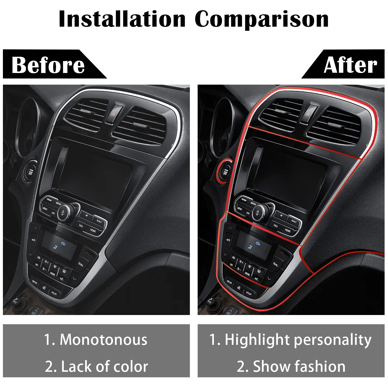 OSIFIT Car Interior Trim Strips,Universal 33ft Car Electroplating Decoration Styling Door Dashboard, Flexible Interior Trim Acce