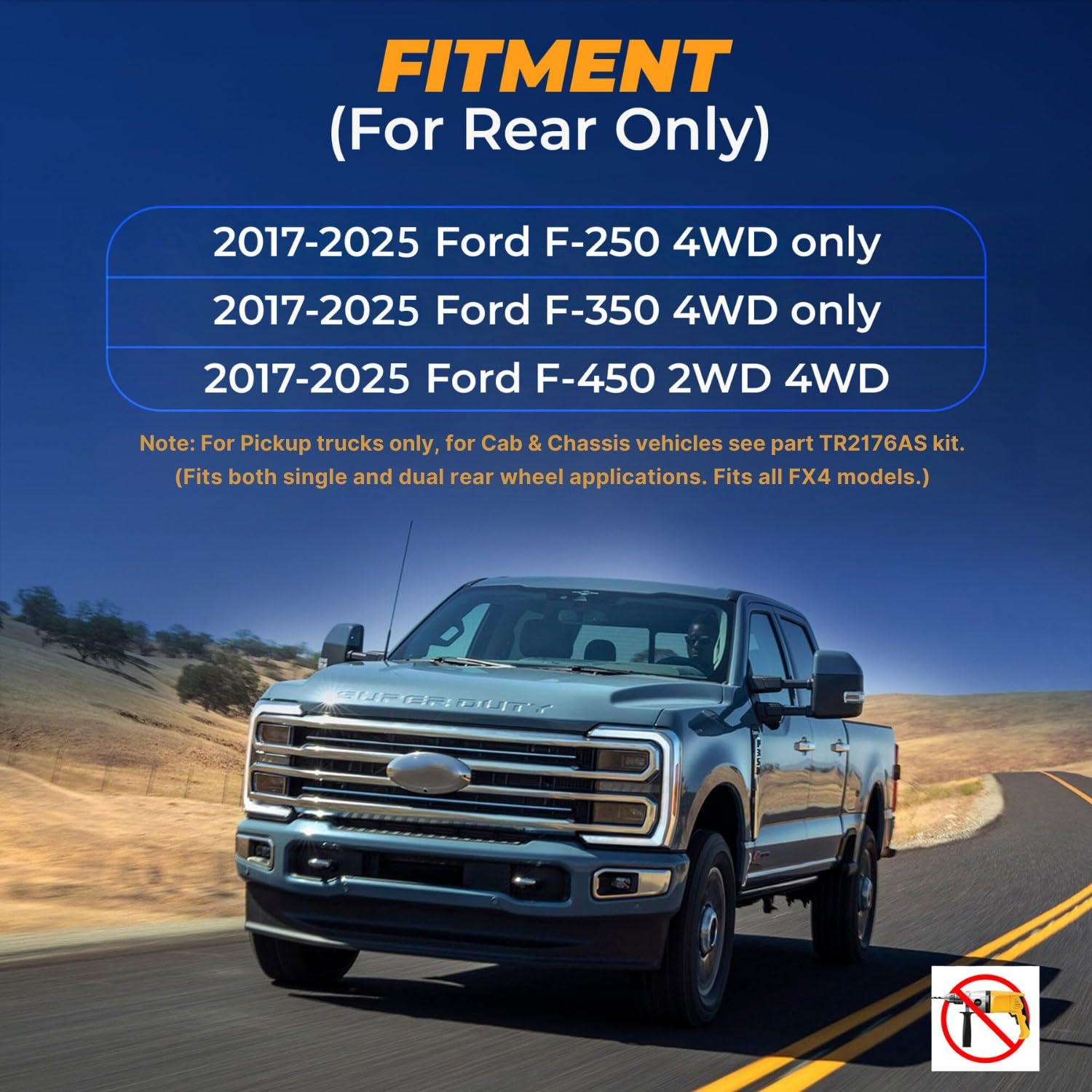 TORQUE Air Suspension Bags Kit with Internal Jounce Bumper for 2017-2025 Ford F250 F350 4WD only and F450 2WD 4WD F-250 F-350 F-