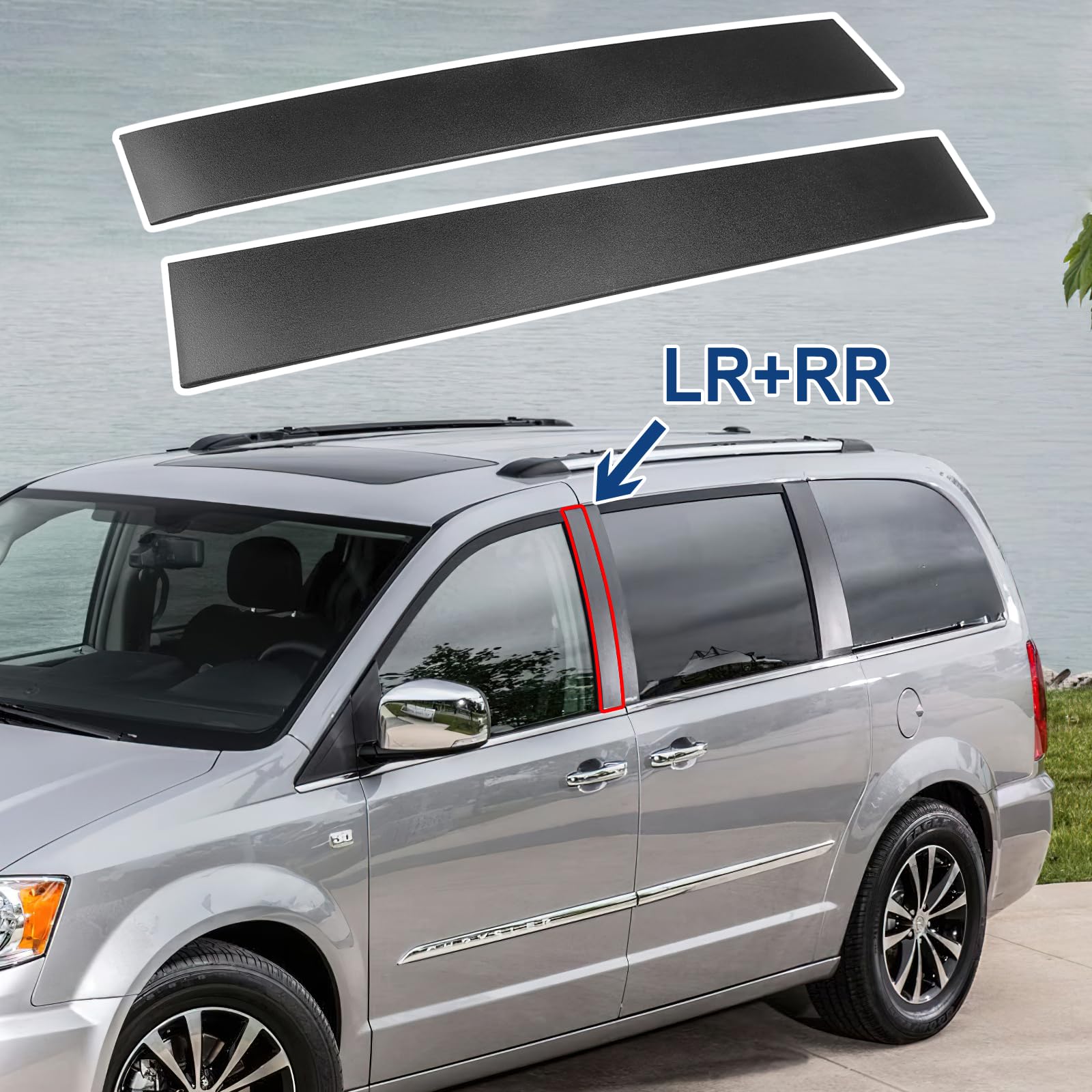 926445 926446 Driver And Passenger Side B Pillar Trim Cover Front Windshield Outer Door Molding Compatible With Chrysler Town Country And Dodge Grand Caravan 2008-2020 Replace 5020664Aa 5020665Ac
